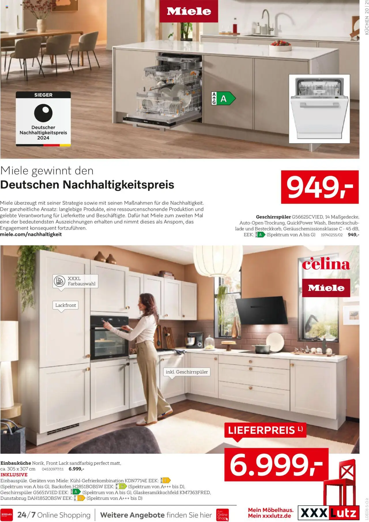 XXXL Lutz Nr. 1 bei Küchen - gültig ab dem 04.08.2025 | Seite: 21 | Produkte: Miele, Geschirrspüler, Backofen, Kühlgefrierkombination