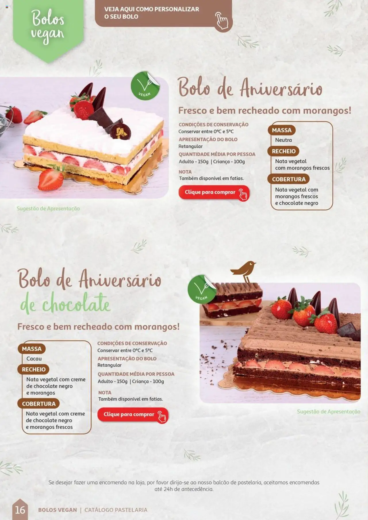 Auchan Catálogo de Pastelaria │ válido de 08.04.2024 | Página: 16 | Produtos: Bolo, Nata, Morangos, Massa