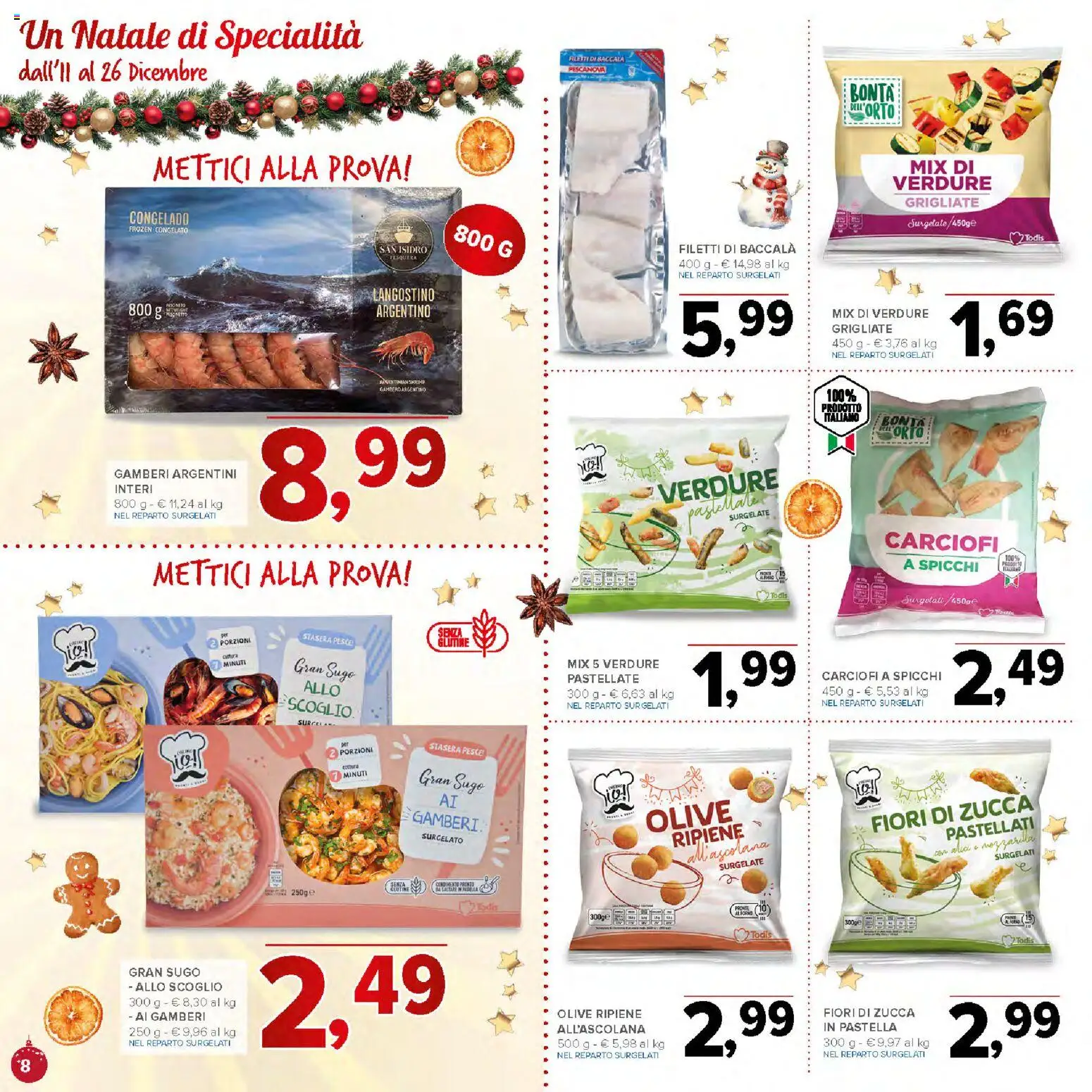 Volantino Todis del 11.12.2025 | Pagina: 8 | Prodotti: Pesce, Gamberi, Verdure, Alici