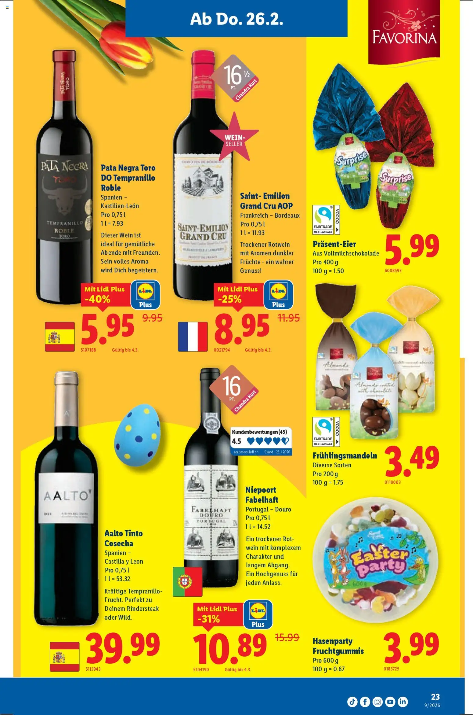 Lidl Aktionen – gültig ab 26.02.2026 | Seite: 23 | Produkte: Rotwein, Wein, Früchte
