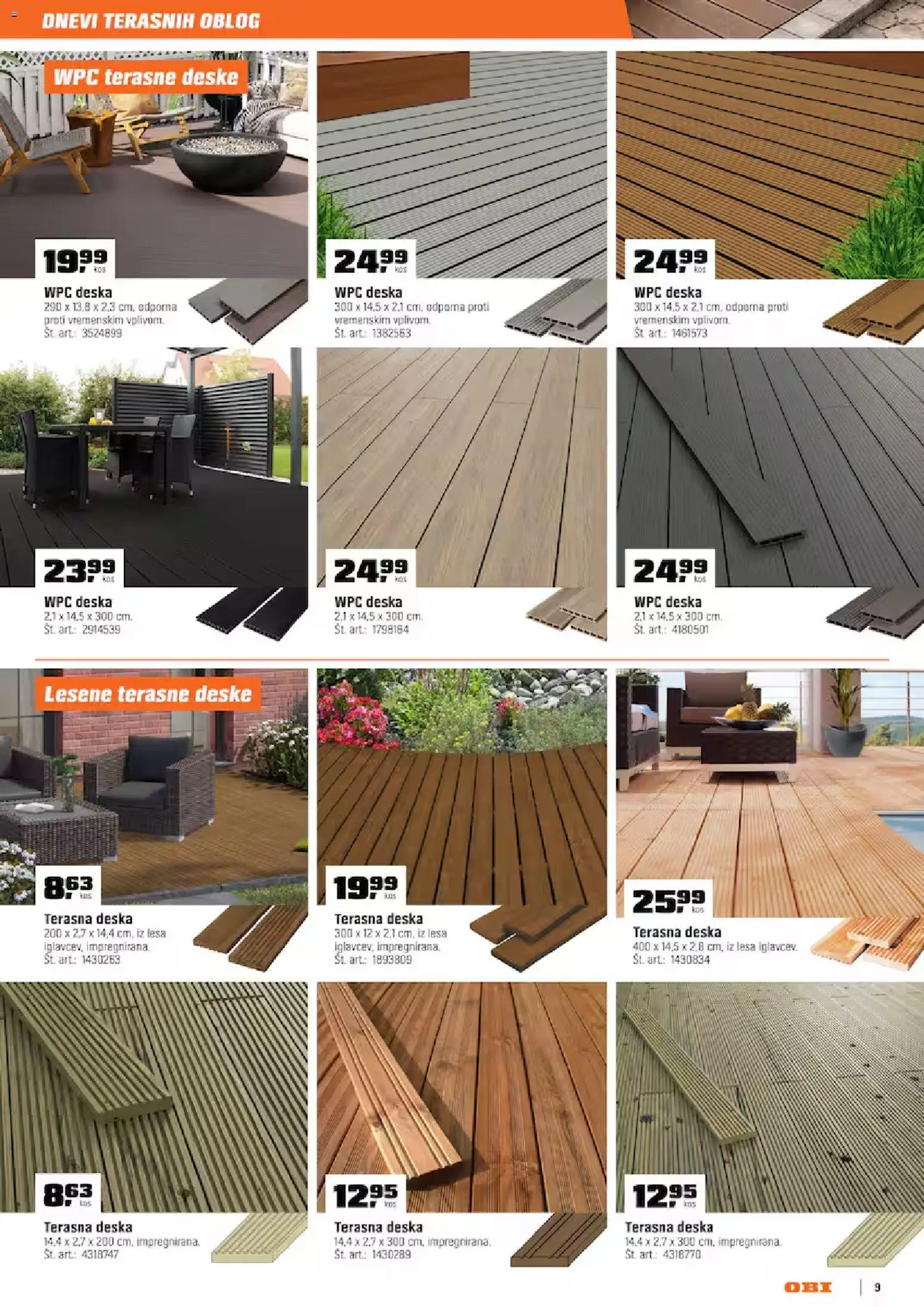 Novi OBI katalog ponudbe – veljaven od 02.04.2026 | Stran: 9 | Izdelki: Terasne deske