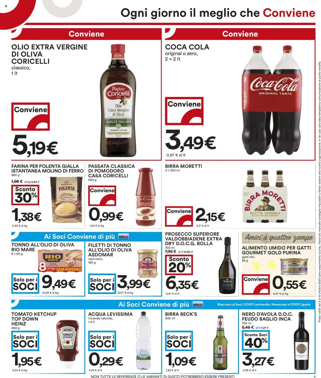 Volantino COOP del 02.10.2025 | Pagina: 9 | Prodotti: Prosecco, Acqua, Olio, Olio extra vergine