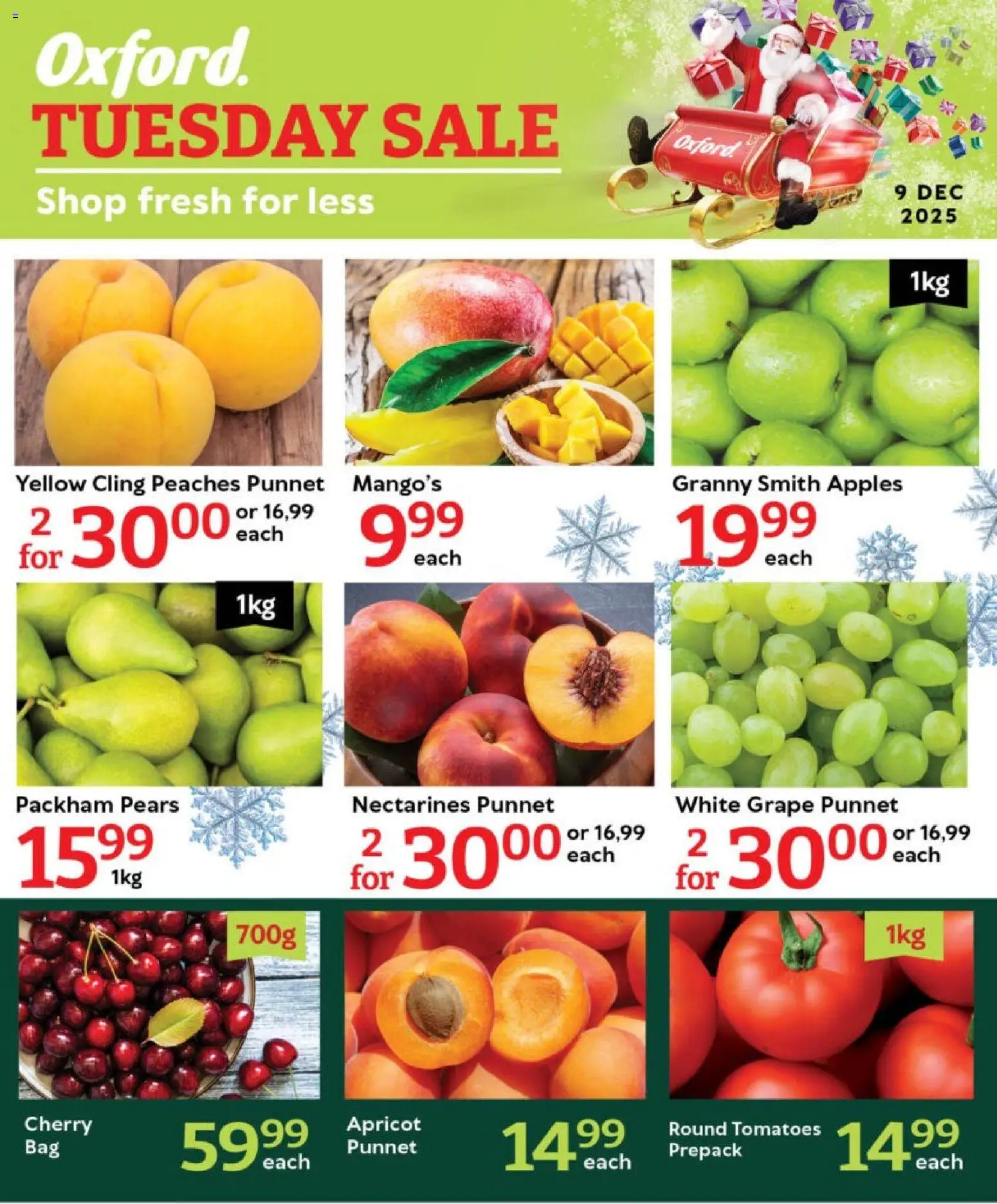 New Oxford Freshmarket catalogue – valid from 08.12.2025 | Page: 1 | Products: Pears, Apples, Tomatoes, Nectarines