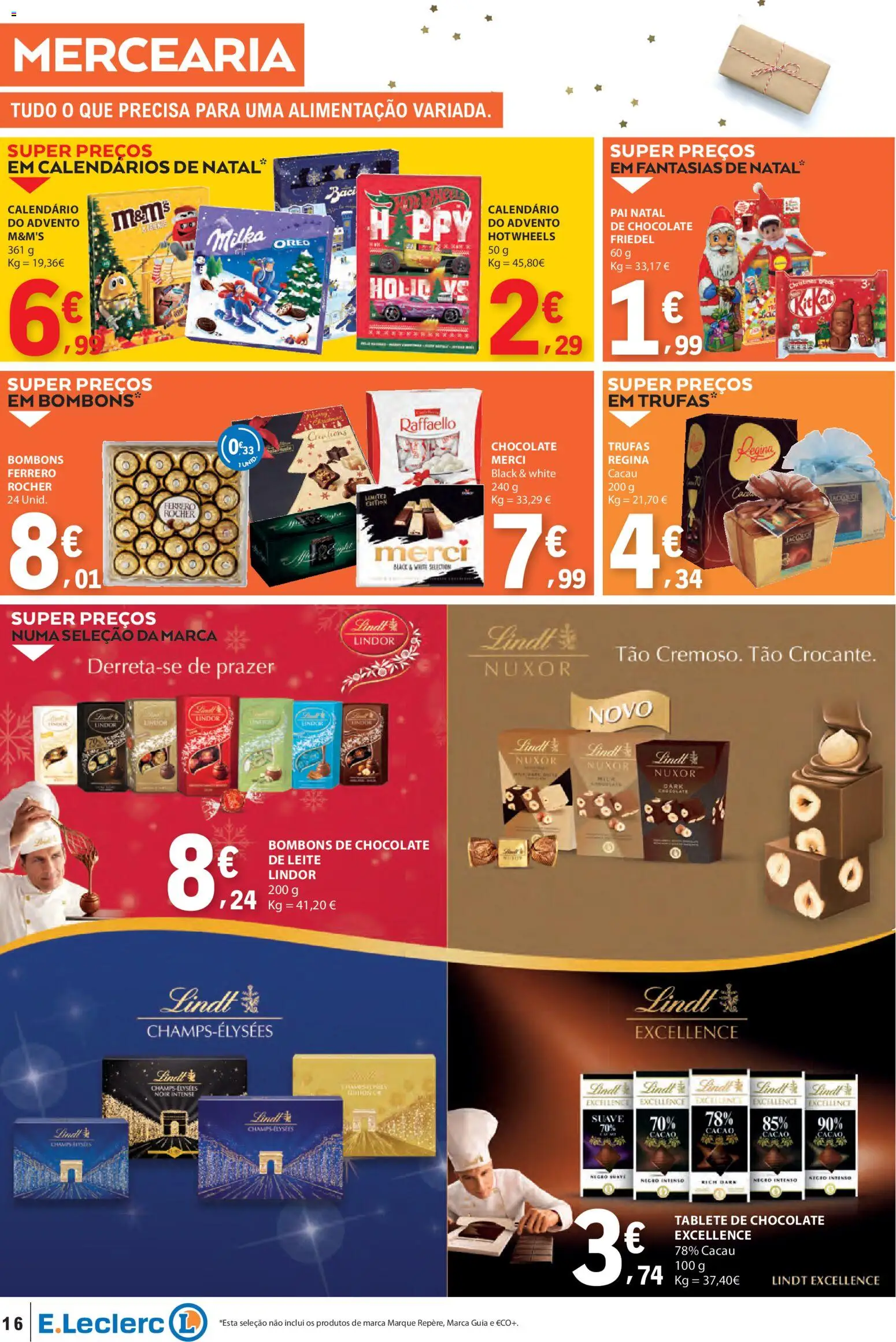 E.Leclerc folheto │ válido de 13.11.2025 | Página: 16 | Produtos: Leite, Chocolate