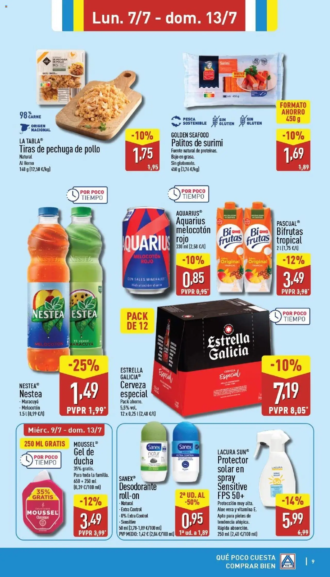 Aldi folleto Canarias │ válido desde el 07.07.2025 | Página: 9 | Productos: Gel de ducha, Cerveza, Melocotón rojo, Horno
