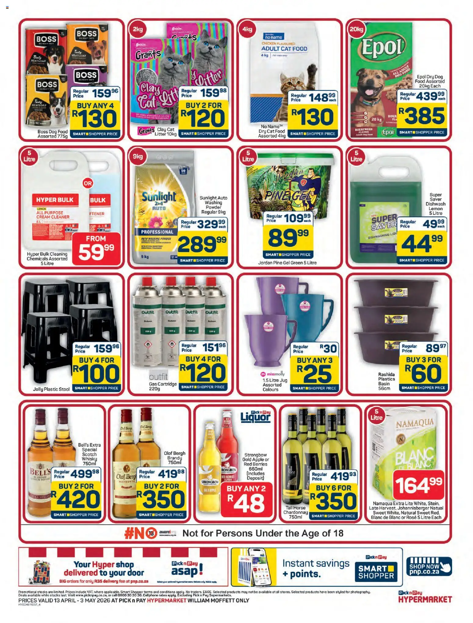 New Pick n Pay catalogue – valid from 13.04.2026 | Page: 4 | Products: Powder, Cream, Lemon, Cat food