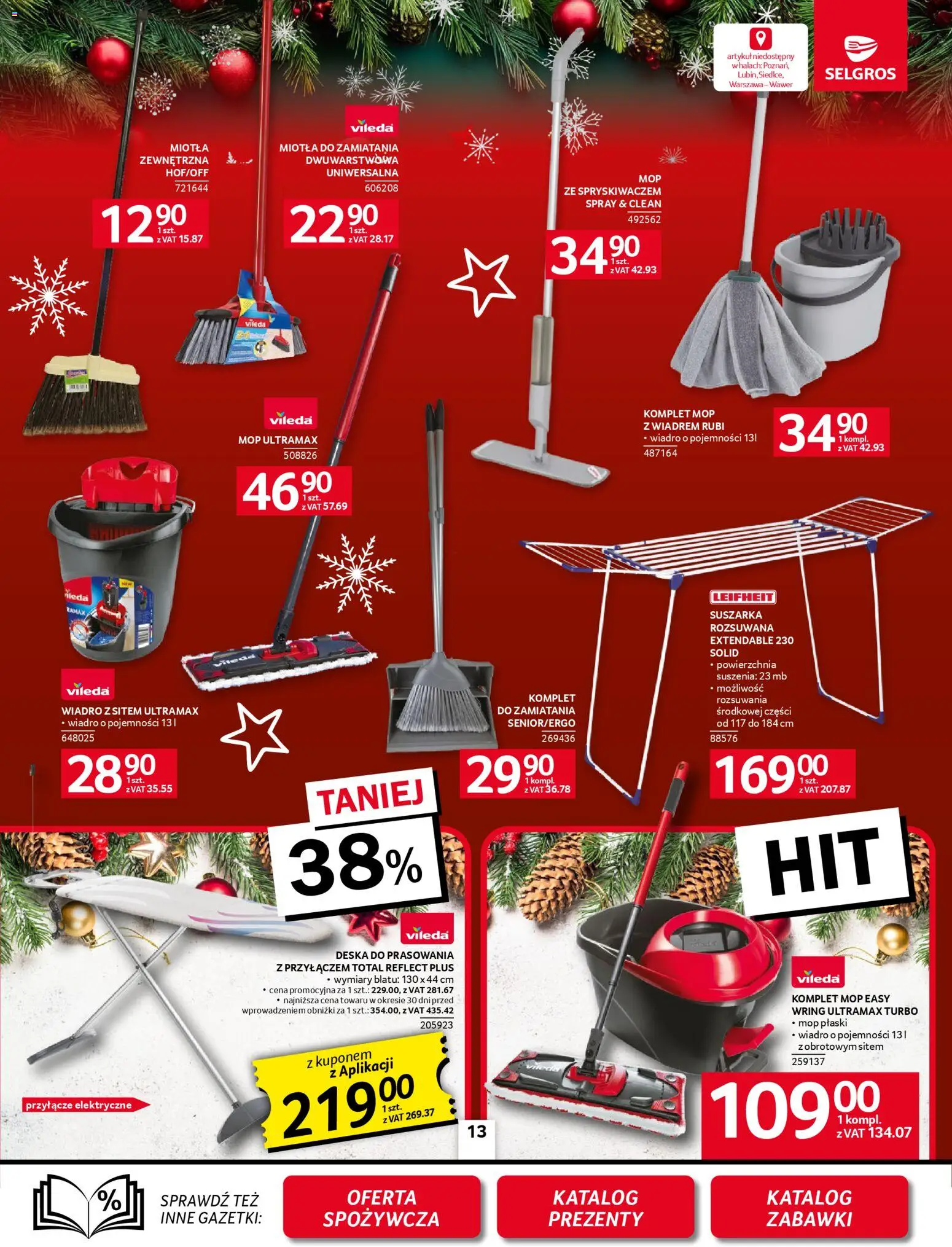 Selgros cash&carry Gazetka - Oferta przemysłowa od 20.11.2025 | Strona: 15 | Produkty: Suszarka, Deska do prasowania, Vileda