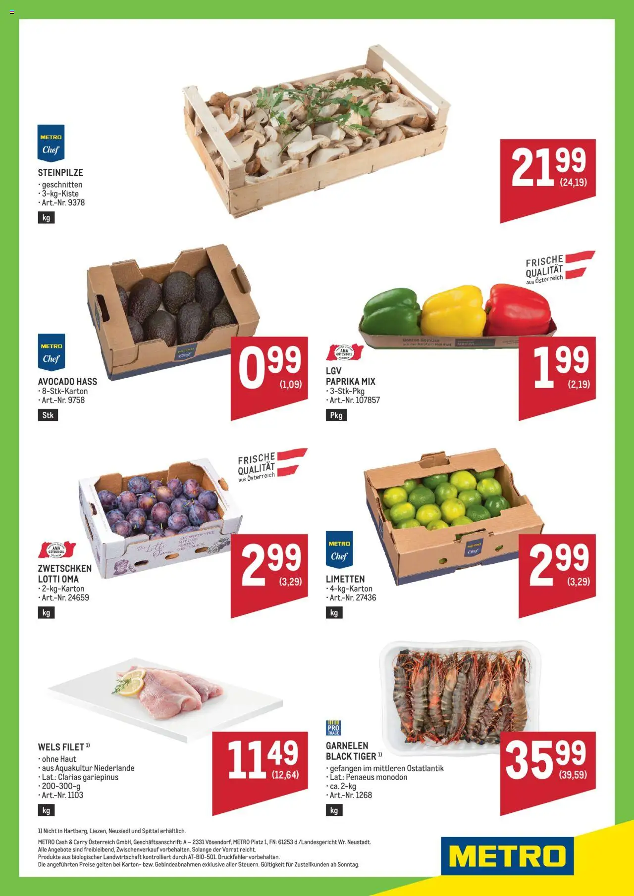 Metro Angebote Wochenhits gültig ab 10.08.2025 | Seite: 2 | Produkte: Avocado, Gemüse