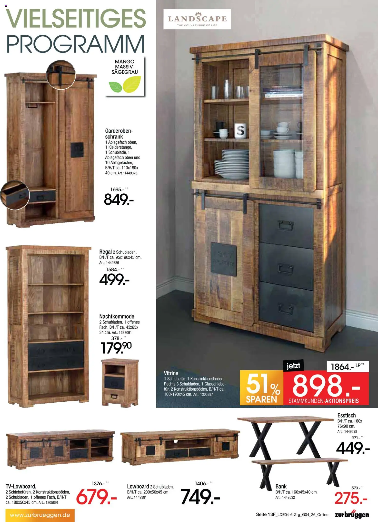 Zurbrüggen Italienische Wochen – gültig ab 11.04.2026 | Seite: 25 | Produkte: Esstisch, Regal, Schrank, Mango