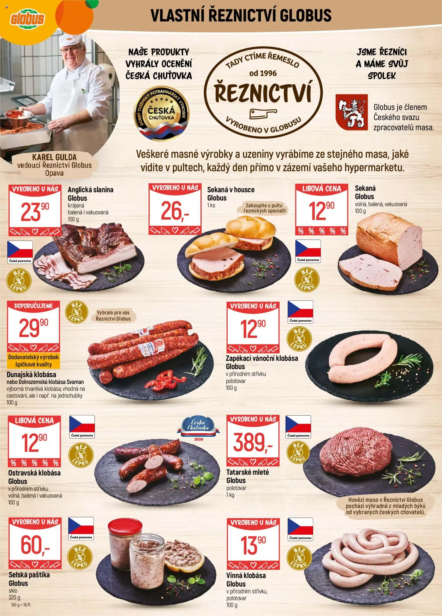 Globus leták - Opava od 10.12.2025 | Strana: 2 | Produkty: Hovězí, Sekaná, Anglická slanina, Maso