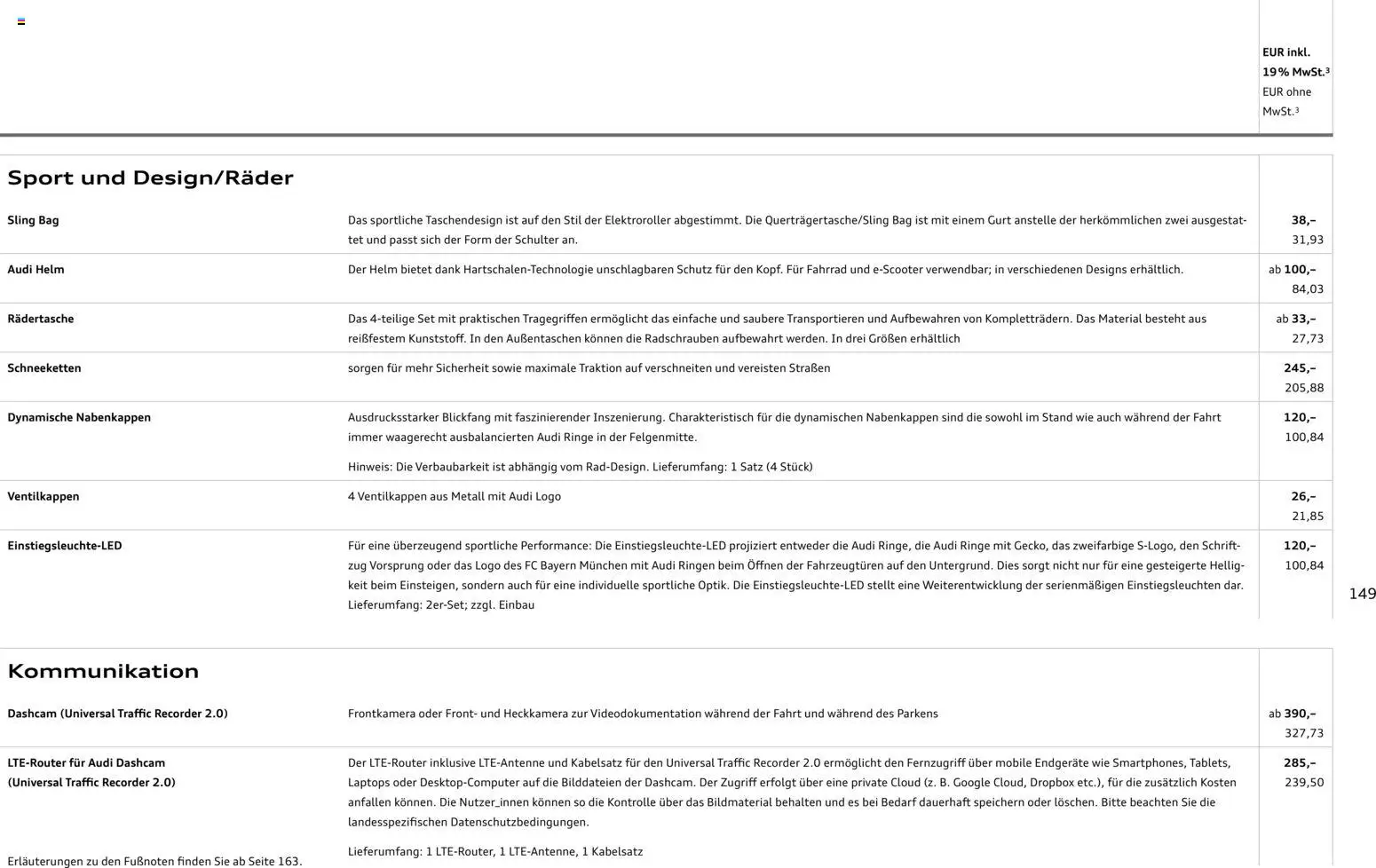 Audi  A6 e-tron – gültig ab 01.10.2025 | Seite: 149