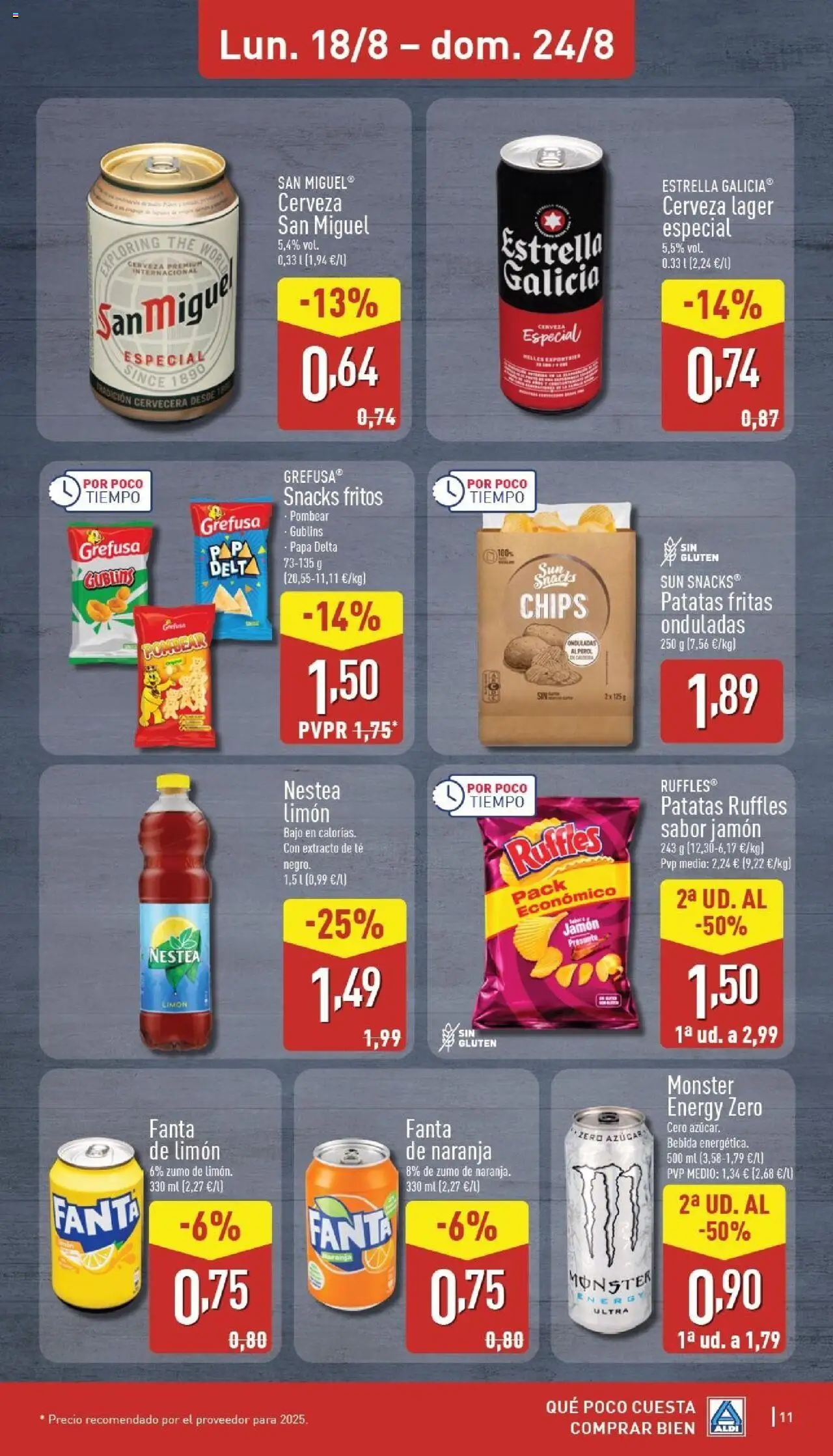 Aldi folleto Península │ válido desde el 18.08.2025 | Página: 11 | Productos: Jamón, Cerveza, Ροζ πιπέρι, Té