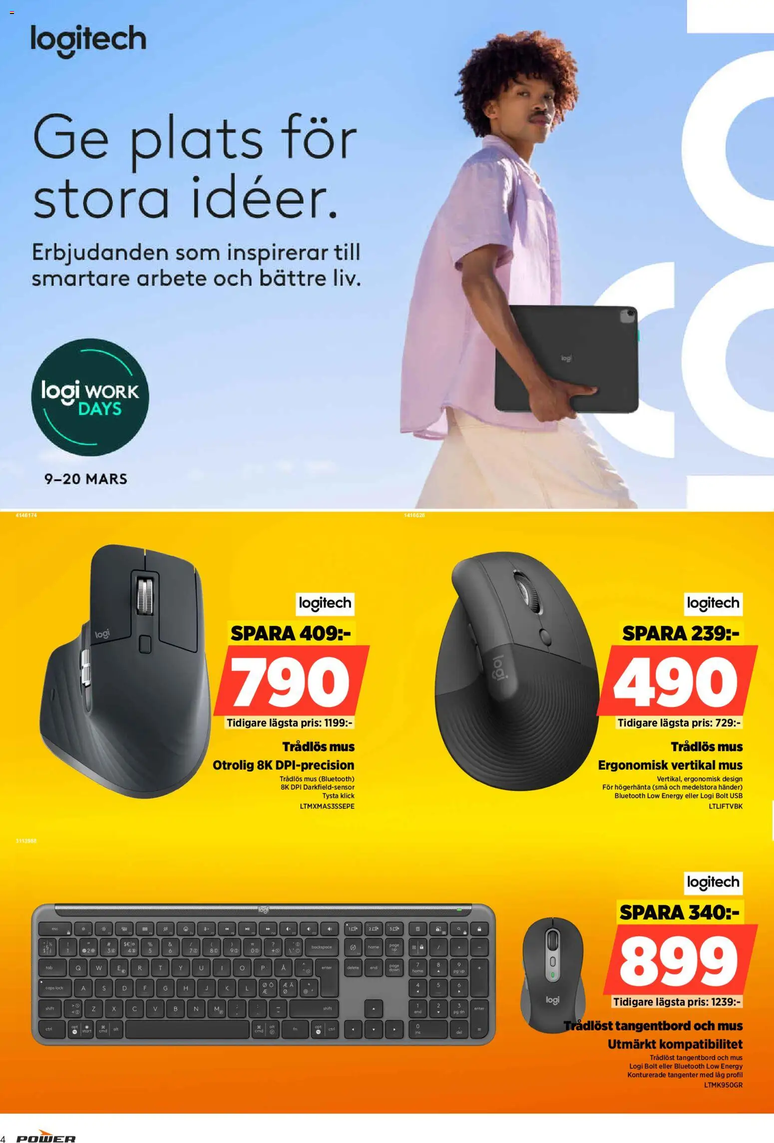 Power reklamblad aktuell från 16.03.2026 | Sida: 4 | Produkter: Mus, Tangentbord, USB