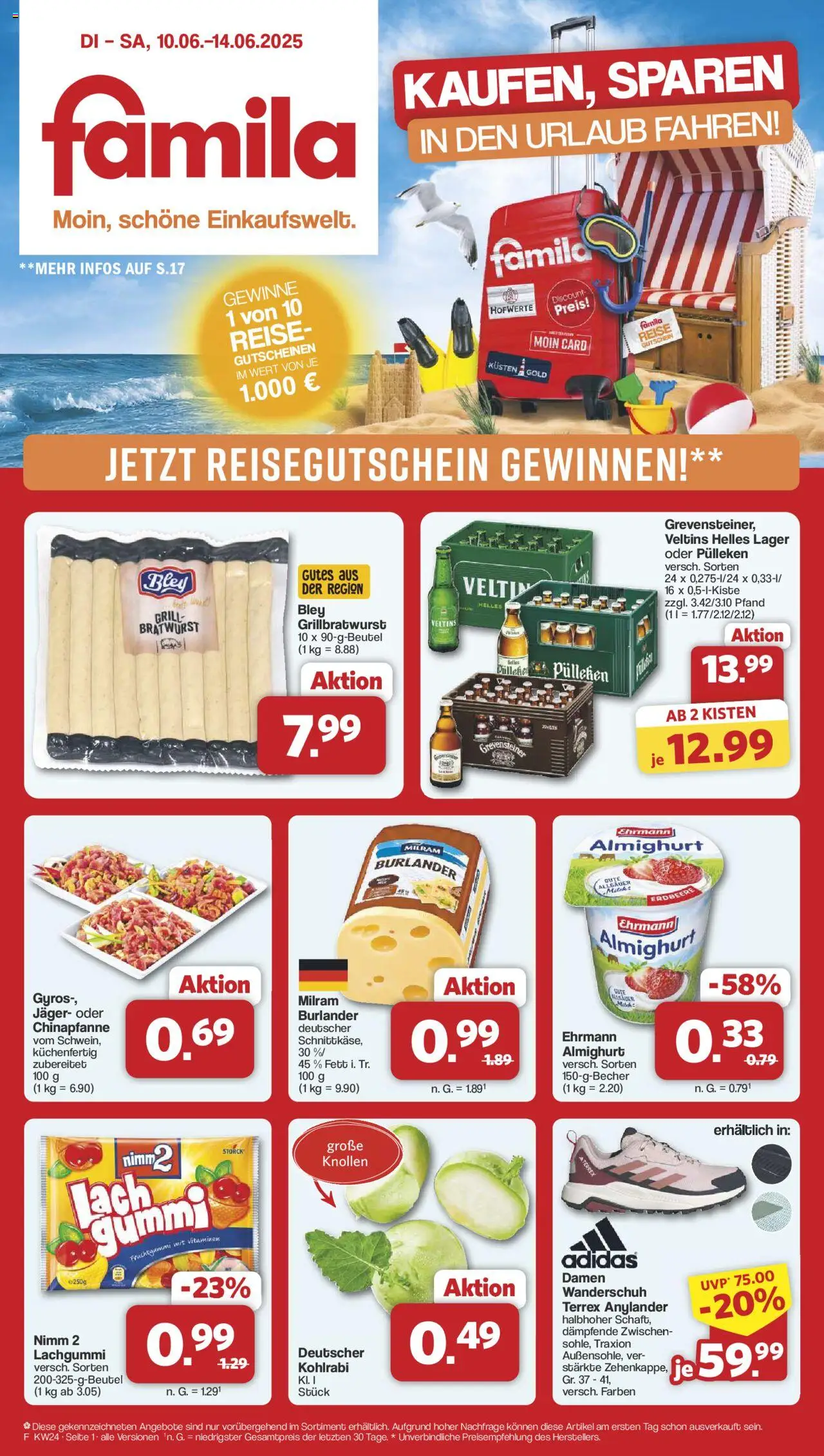 Famila Nordwest Prospekt 	 - gültig ab dem 10.06.2025 | Seite: 1 | Produkte: Grill, Ehrmann almighurt, Kohlrabi, Veltins