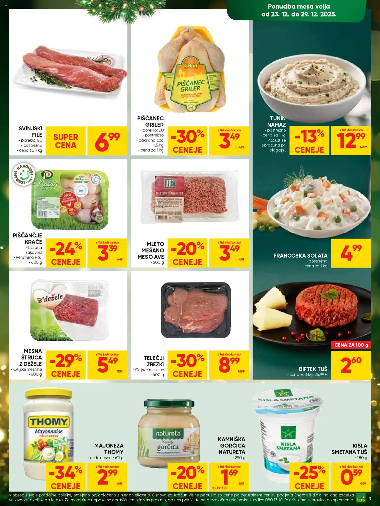 Novi Tuš katalog ponudbe – veljaven od 23.12.2025 | Stran: 3 | Izdelki: Namaz, Gorčica, Solata, Majoneza