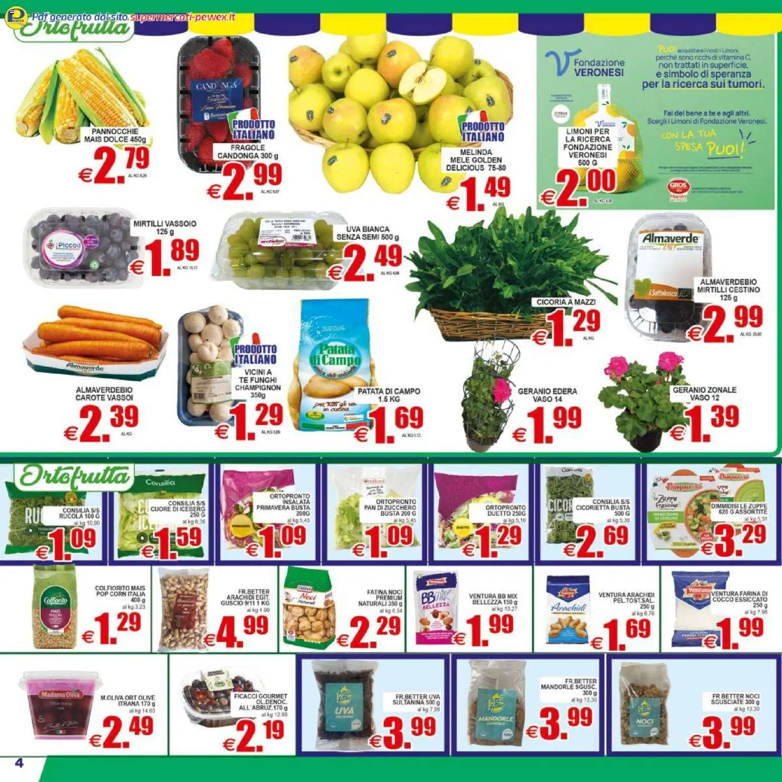 Volantino Pewex del 17.04.2026 | Pagina: 4 | Prodotti: Insalata, Carote, Cocco, Arachidi