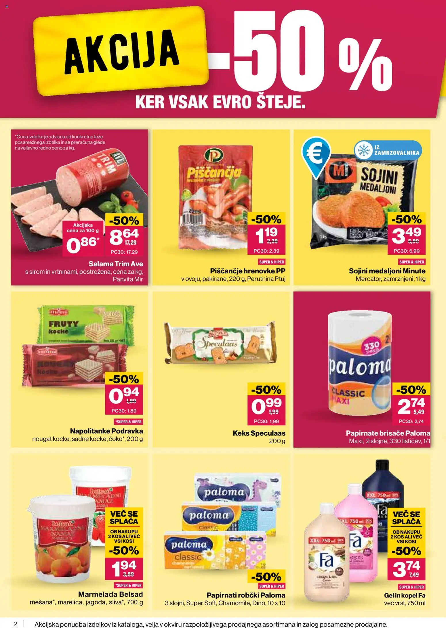 Novi Mercator katalog ponudbe – veljaven od 08.01.2026 | Stran: 2 | Izdelki: Kopel, Papirnate brisače, Robčki, Salama