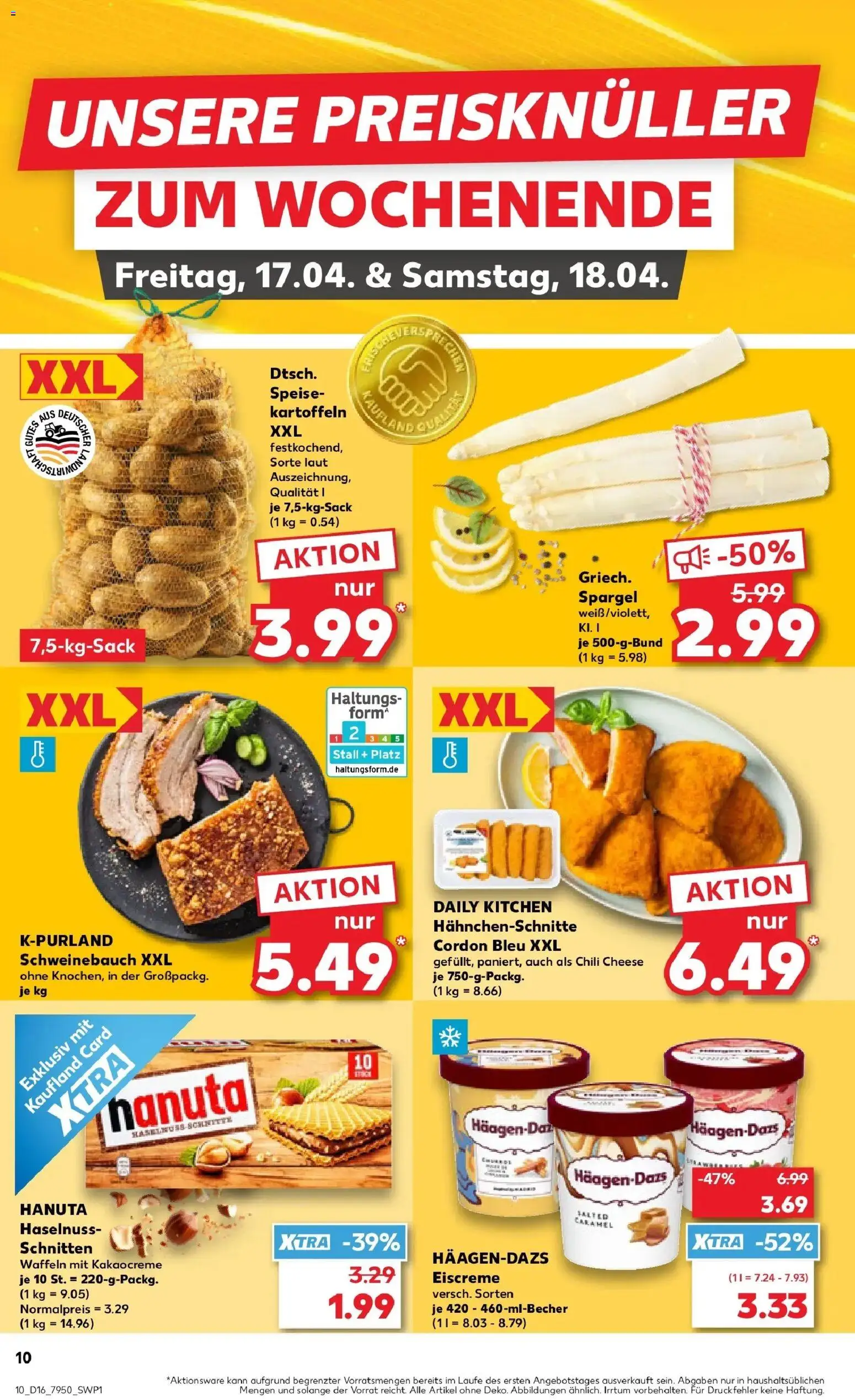 Kaufland Prospekt Norden	 – gültig ab 16.04.2026 | Seite: 10 | Produkte: Schweinebauch, Eiscreme, Spargel, Waffeln