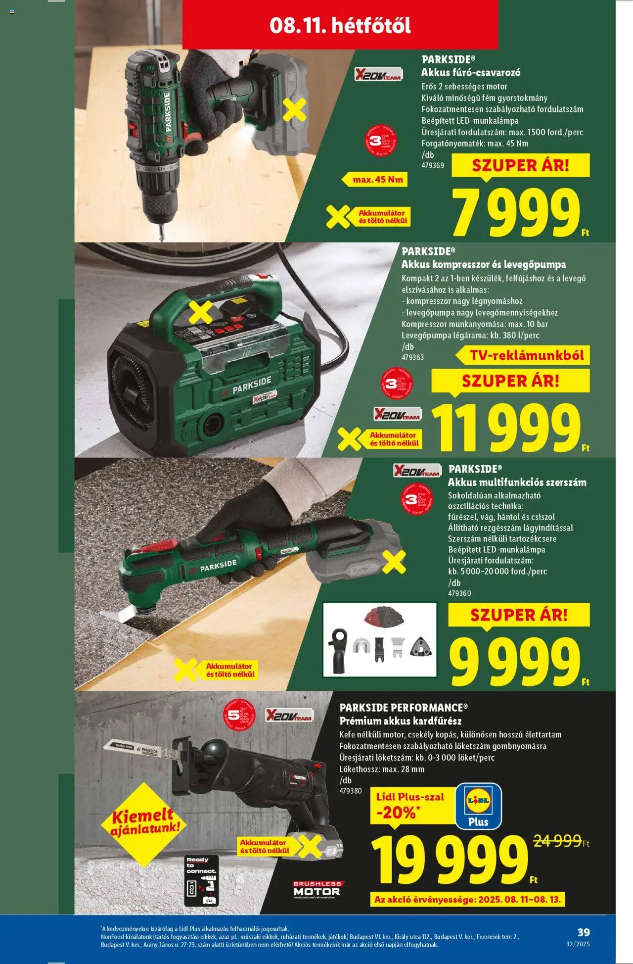 Lidl akciós ujság - amely érvényes a következő dátumtól: 07.08.2025 | Oldal: 39 | Termékek: Parkside, Játékok, Akkumulátor, Kefe