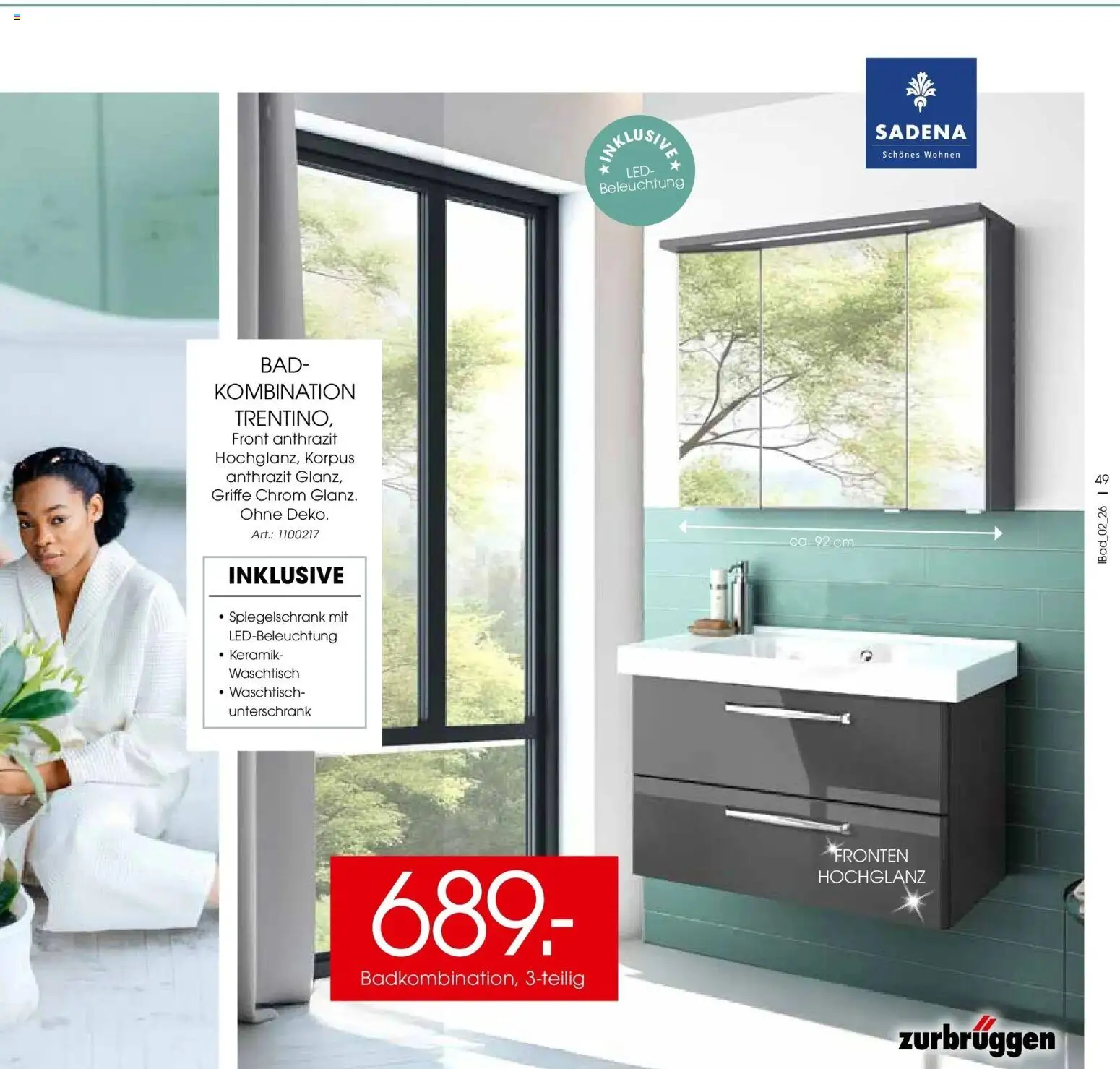 Zurbrüggen - Zurbrüggen: Bad Spezial – gültig ab 22.03.2026 | Seite: 49 | Produkte: Bad, Waschtisch, Spiegelschrank, Unterschrank