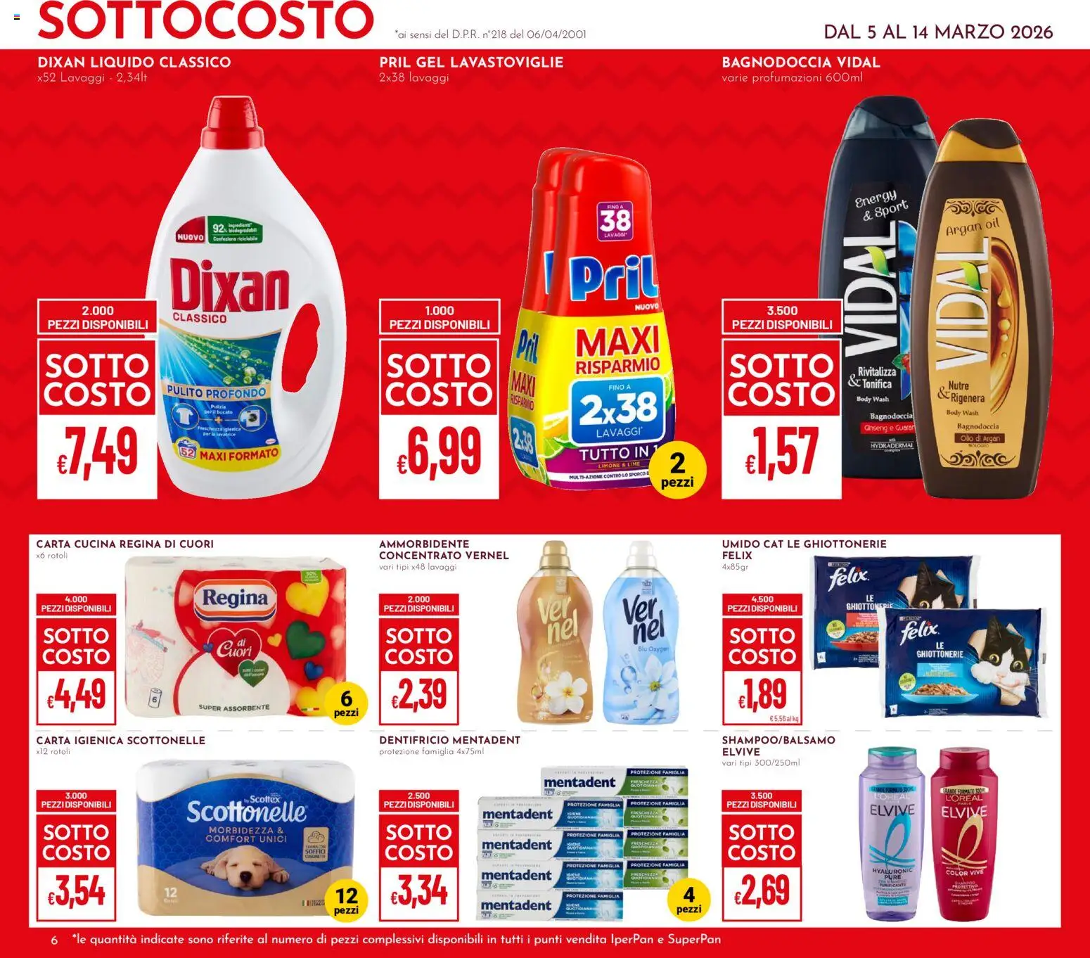 Volantino Pan del 05.03.2026 | Pagina: 6 | Prodotti: Ammorbidente, Limone, Lime, Lavatrice