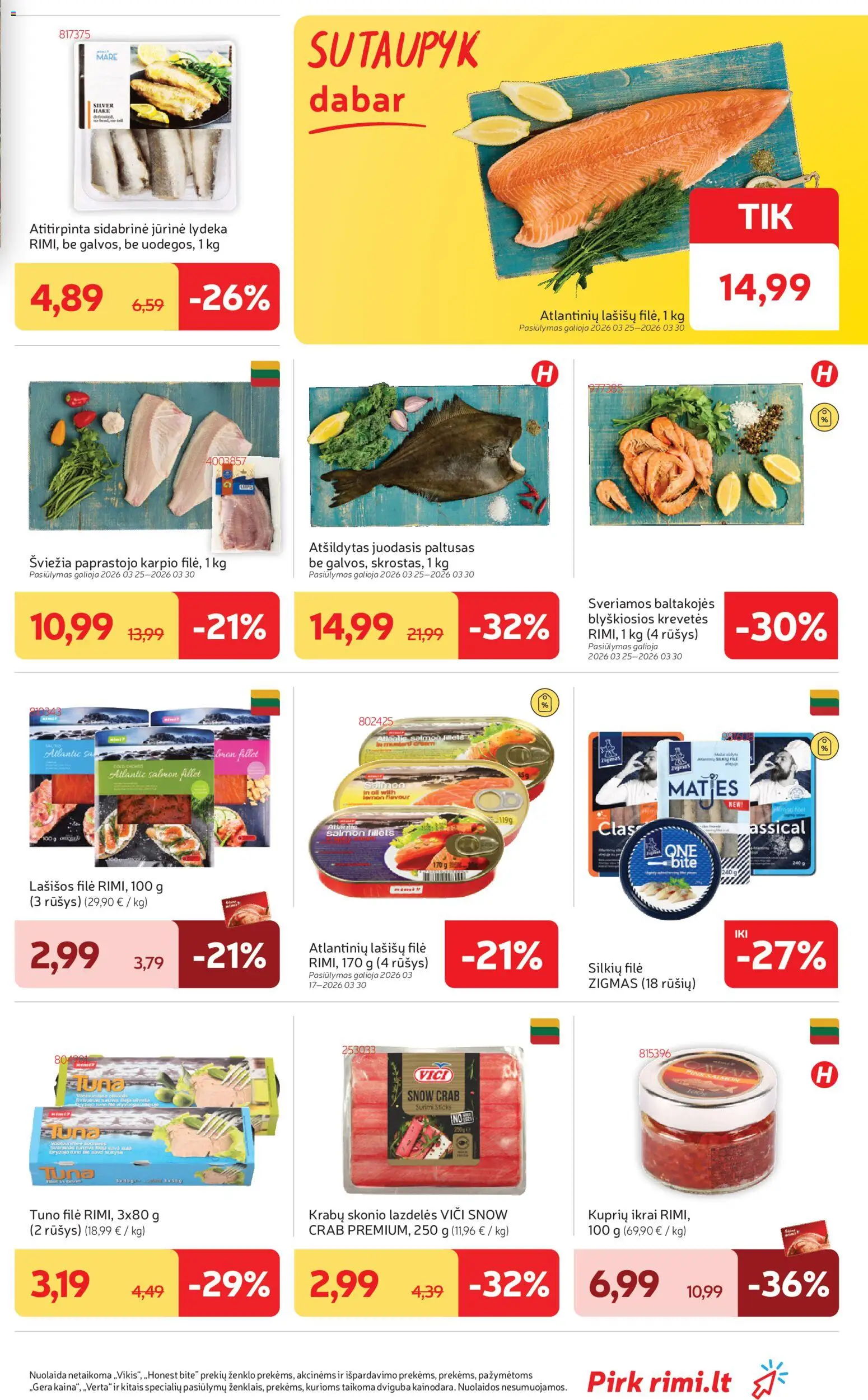 Rimi akcijos nuo 24.03.2026 | Puslapis: 11 | Prekių: Lašišos, Ikrai