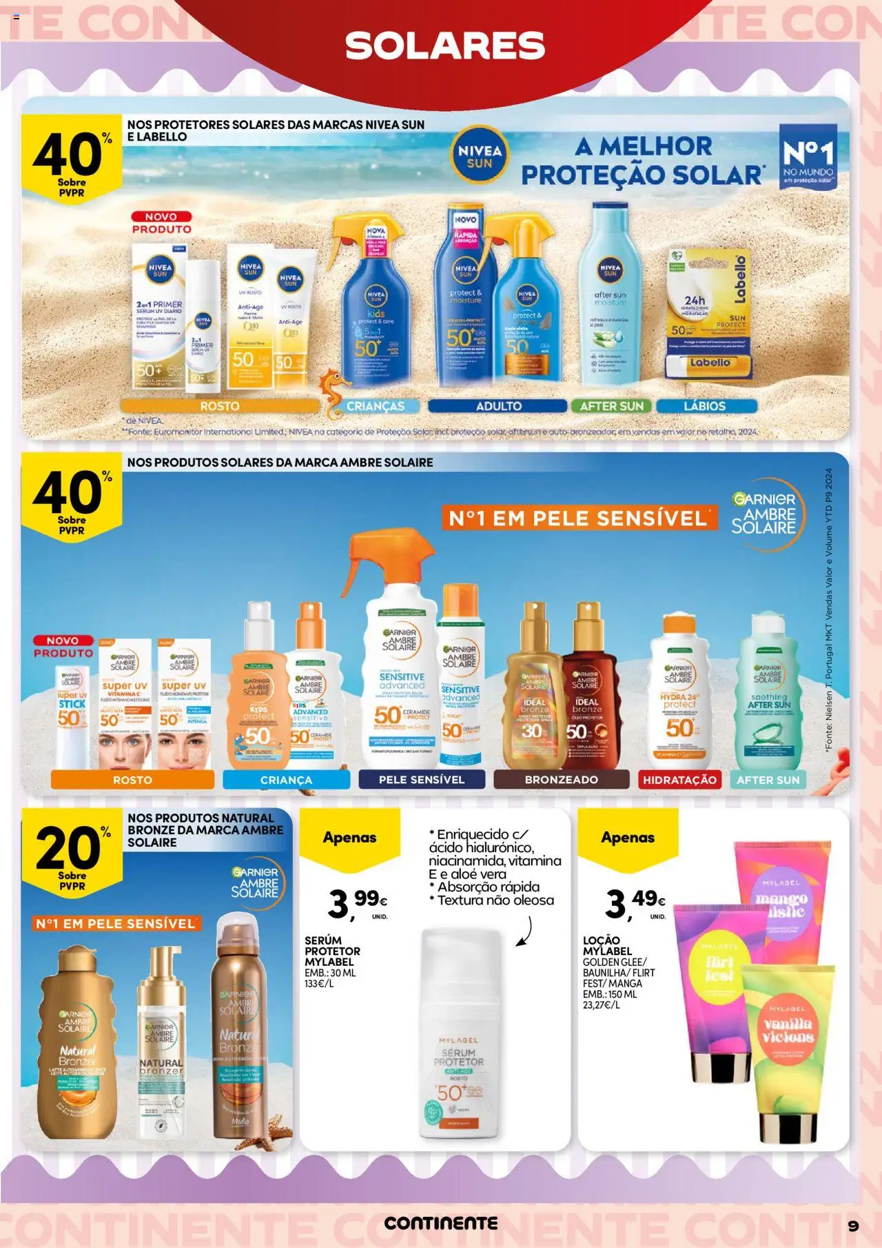 Continente Beleza │ válido de 19.08.2025 | Página: 9 | Produtos: Bronzer, Sérum, Óleo, Vitamina c