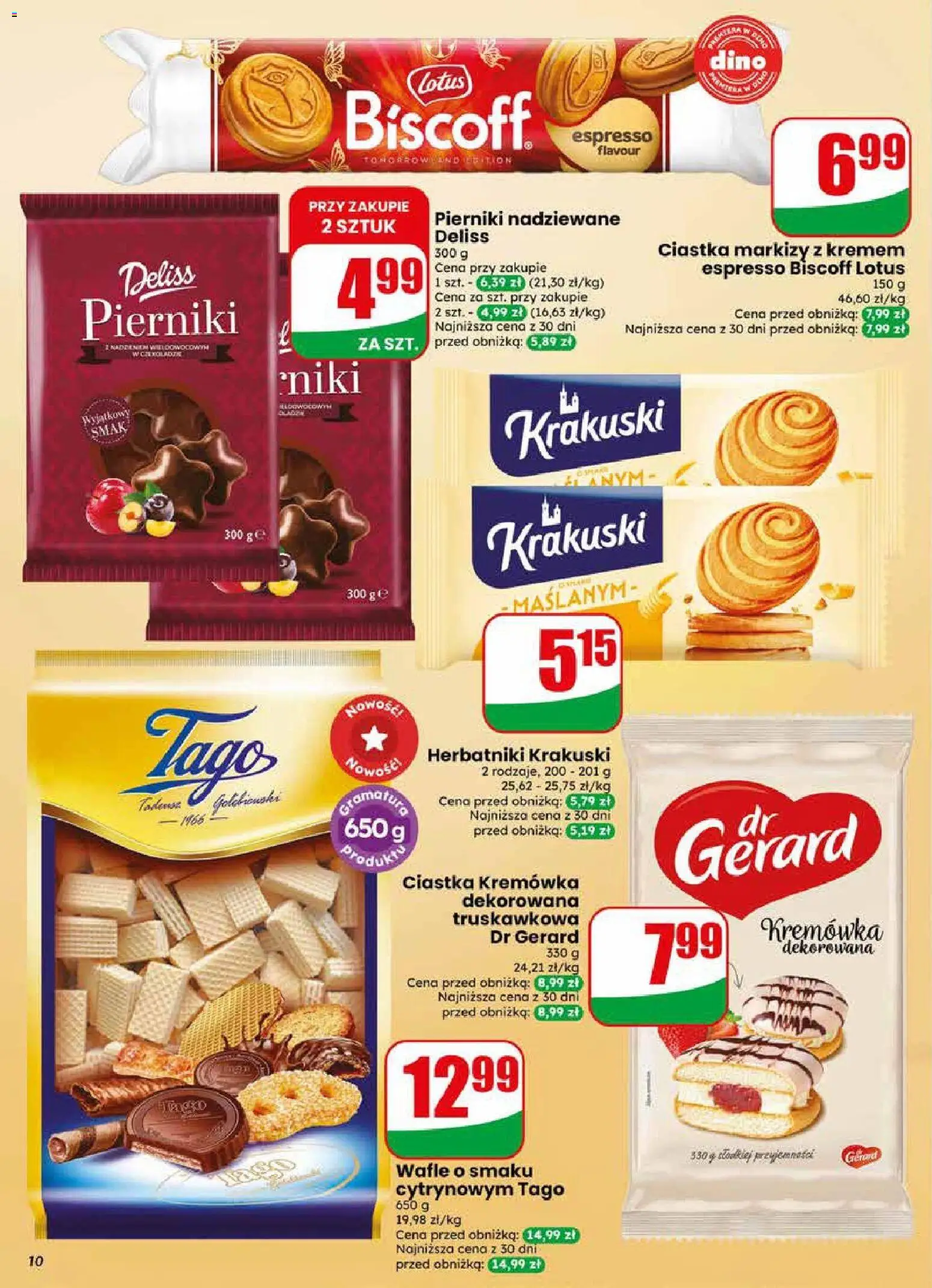 Dino gazetka od 29.04.2026 | Strona: 10 | Produkty: Pierniki, Ciastka z kremem, Herbatniki, Ciastka
