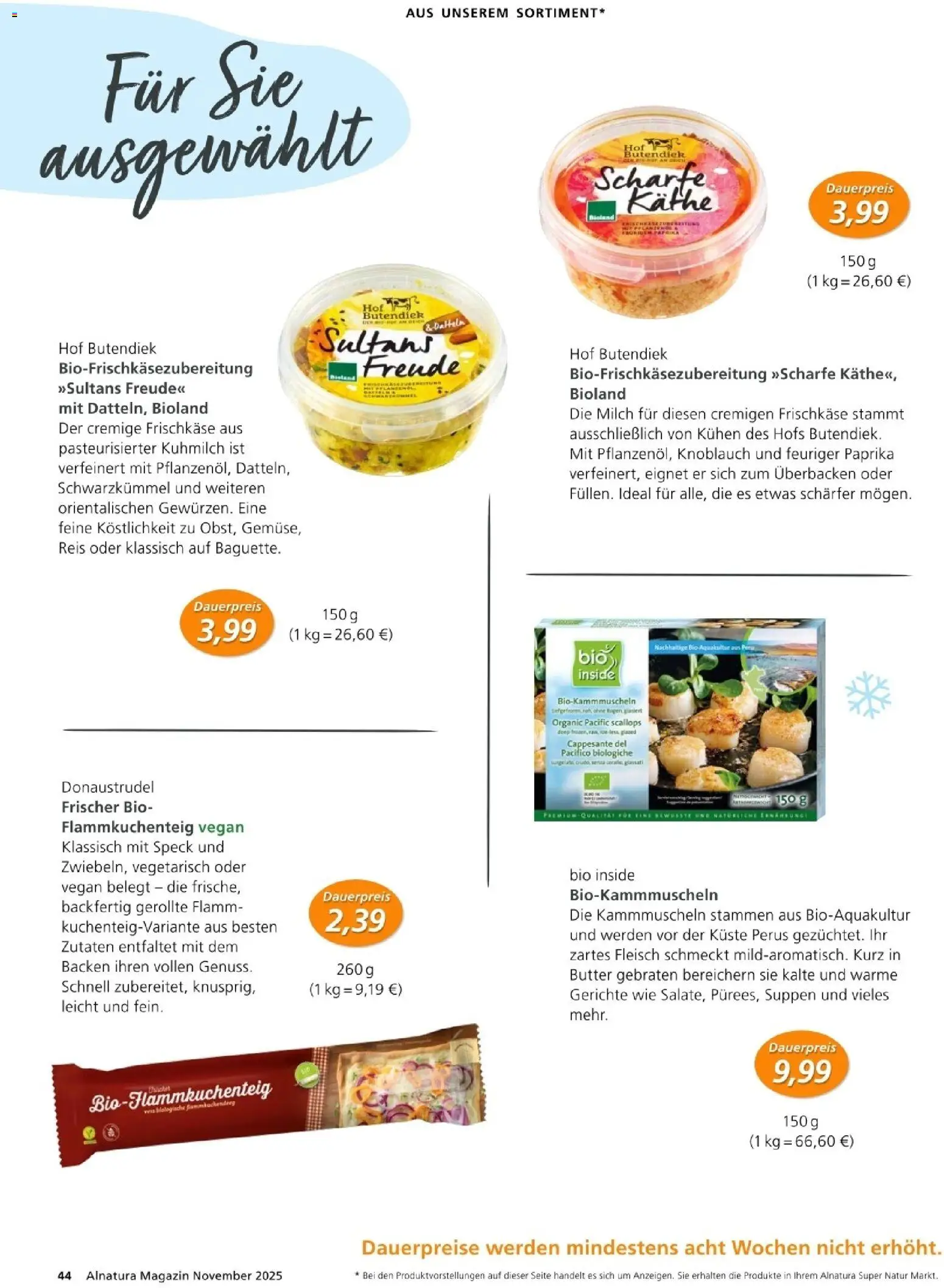 Alnatura Prospekt – gültig ab 01.11.2025 | Seite: 44 | Produkte: Butter, Knoblauch, Reis, Fleisch