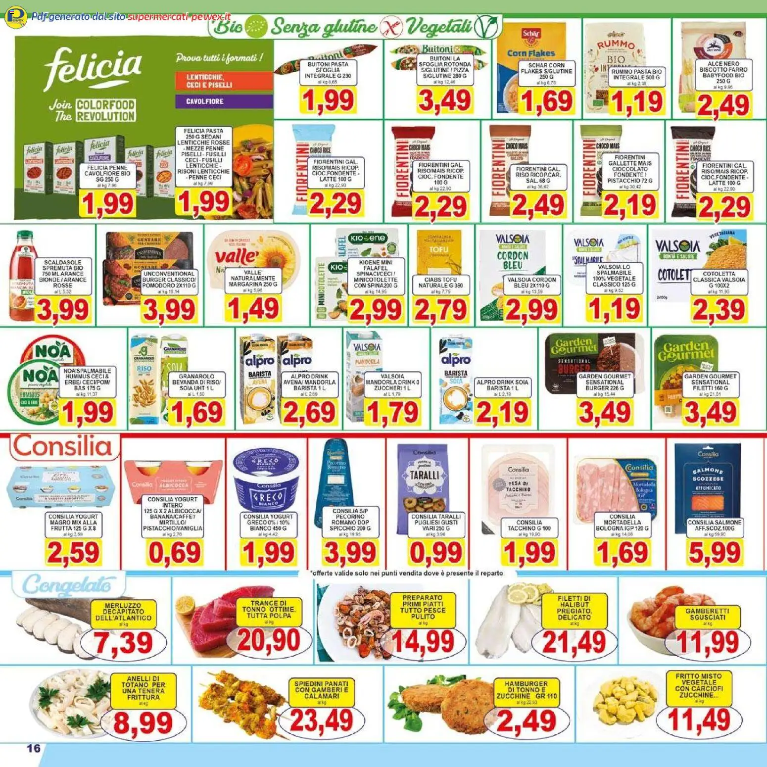Volantino Pewex del 29.10.2025 | Pagina: 16 | Prodotti: Arance, Tacchino, Piselli, Taralli