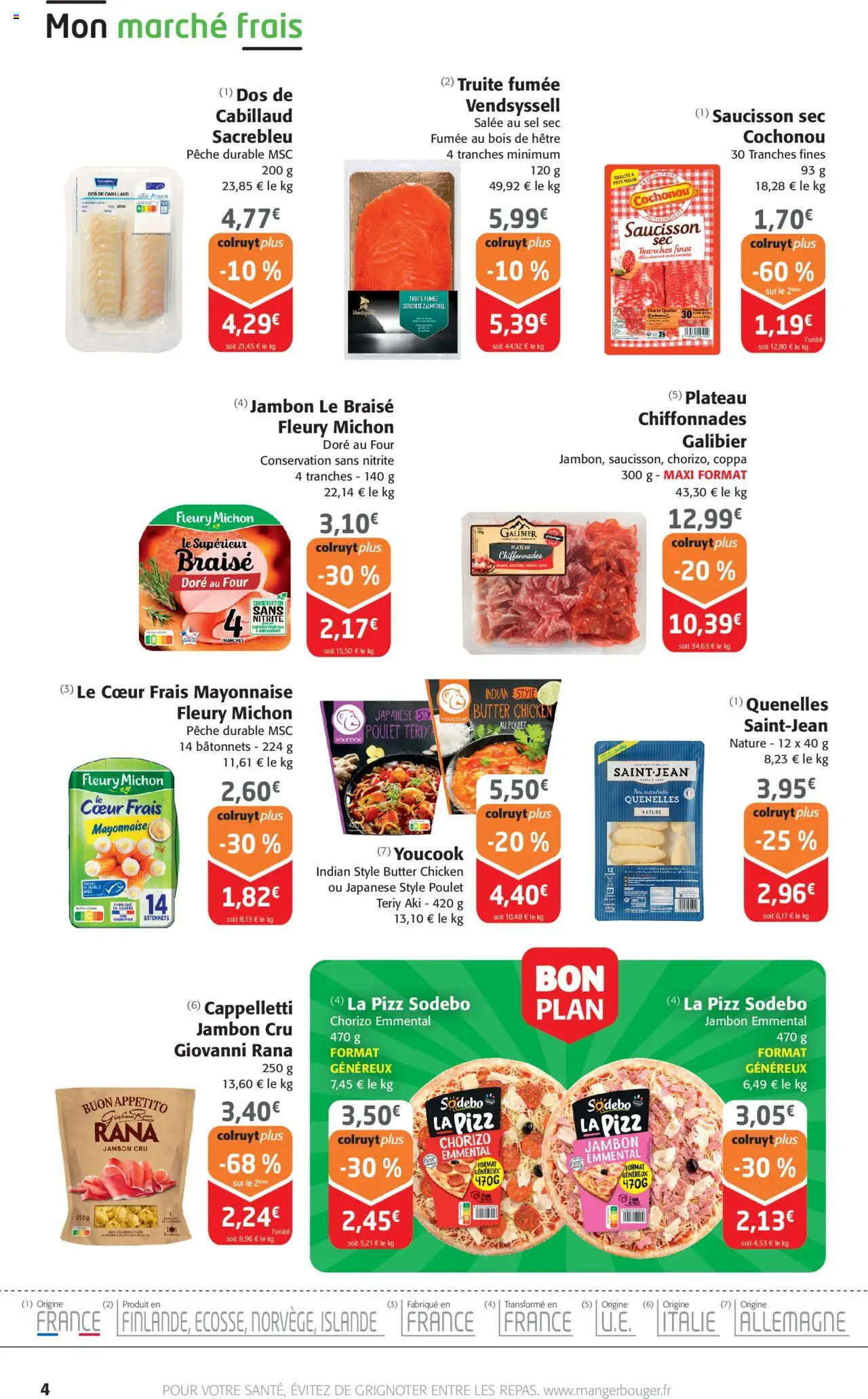  | Page: 4 | Produits: Jambon Cru, Pêche, Emmental, Jambon