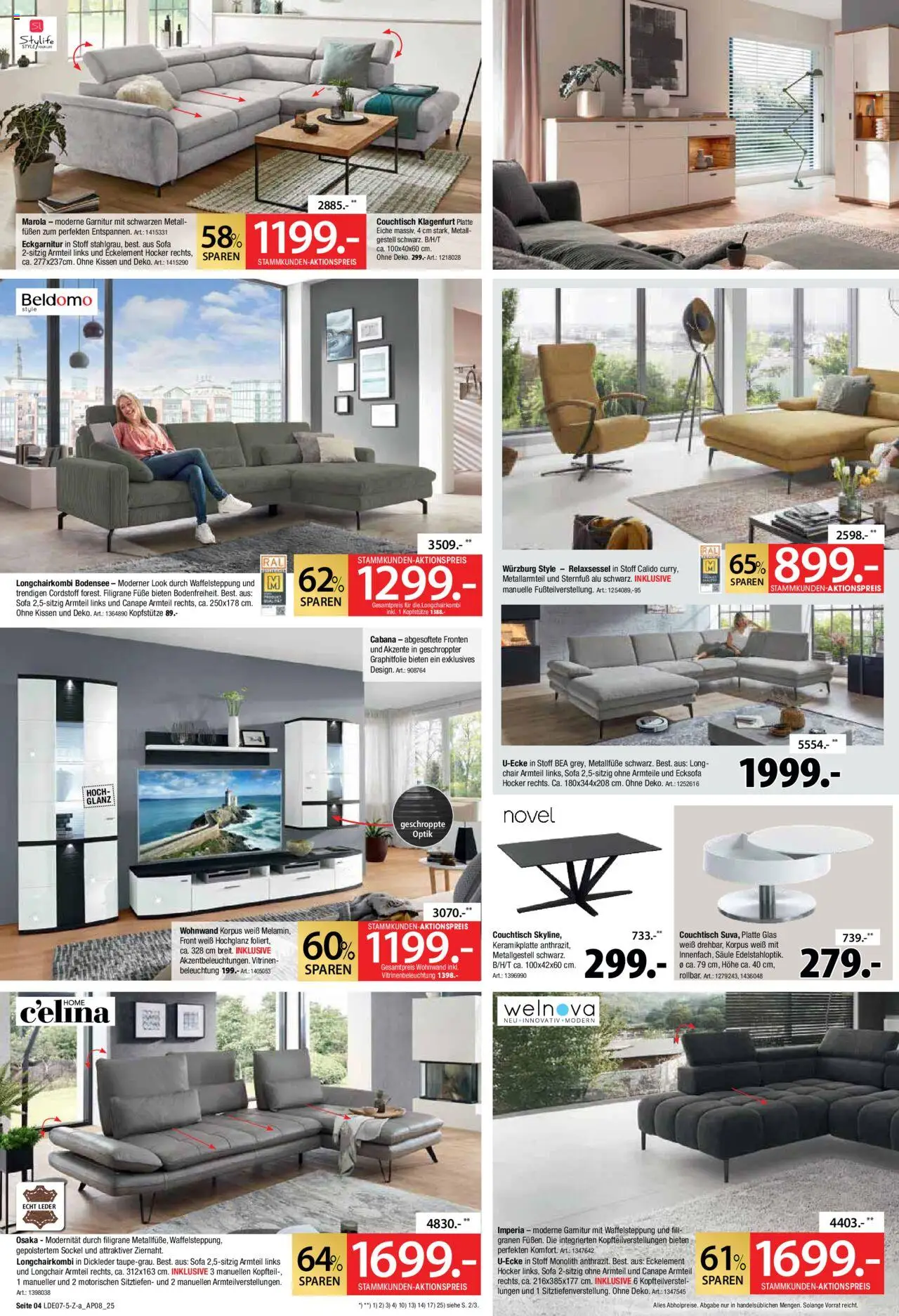 Zurbrüggen Mega- Event - gültig ab dem 21.07.2025 | Seite: 4 | Produkte: Hocker, Ecksofa, Kissen, Couchtisch