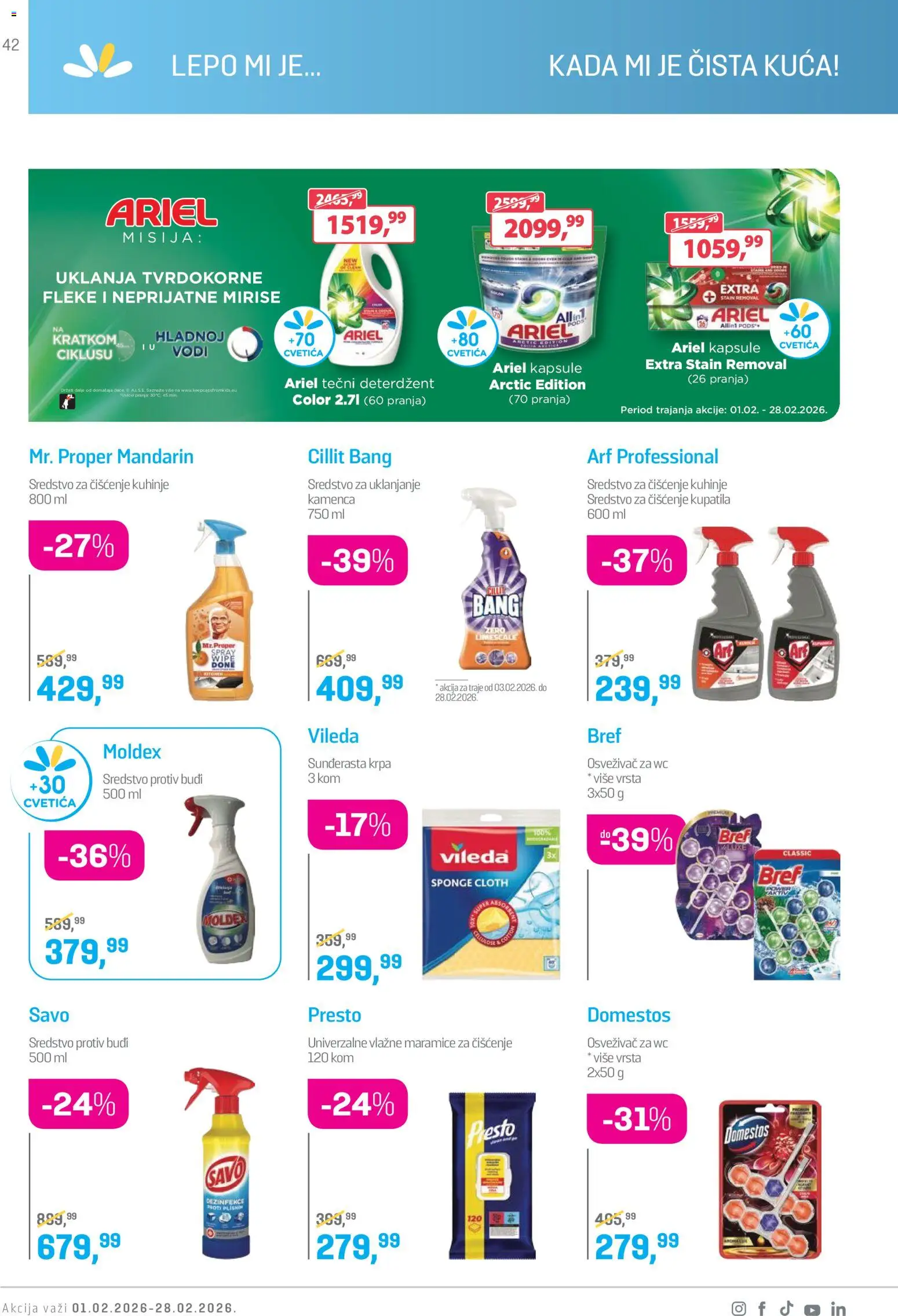 Lilly drogerie katalog - važi od 01.02.2026 | Strana: 42 | Proizvode: Cillit Bang, Kapsule, Wc, Vileda