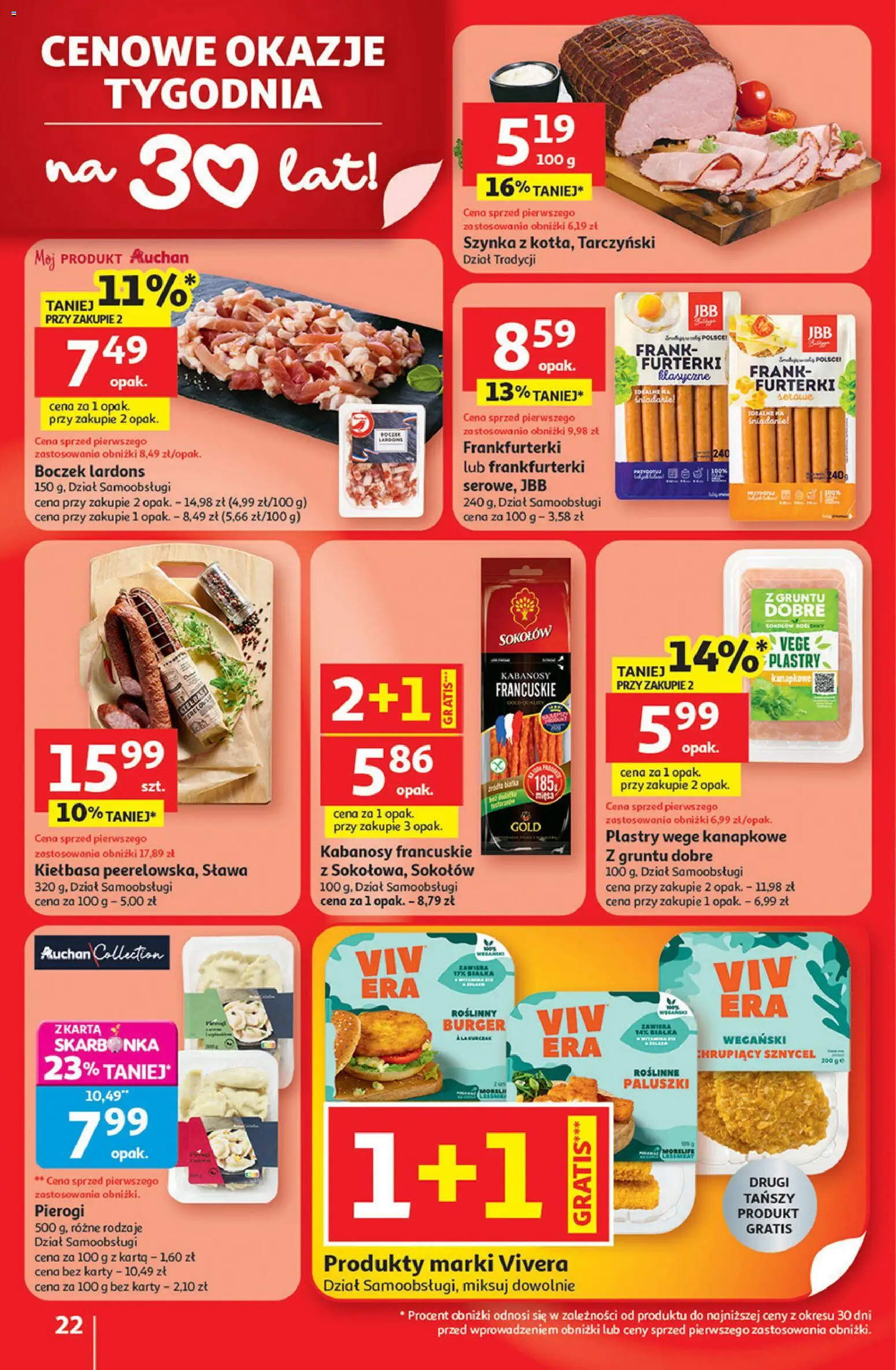 Auchan Gazetka - 30 Lat Hipermarket od 08.01.2026 | Strona: 22 | Produkty: Karta, Kabanosy, Morele, Paluszki