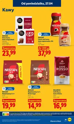 Pogląd oferty "Lidl gazetka" - ważna od 27.04.2026 | Strona: 79 | Produkty: Nescafe, Dolce Gusto, Kawa