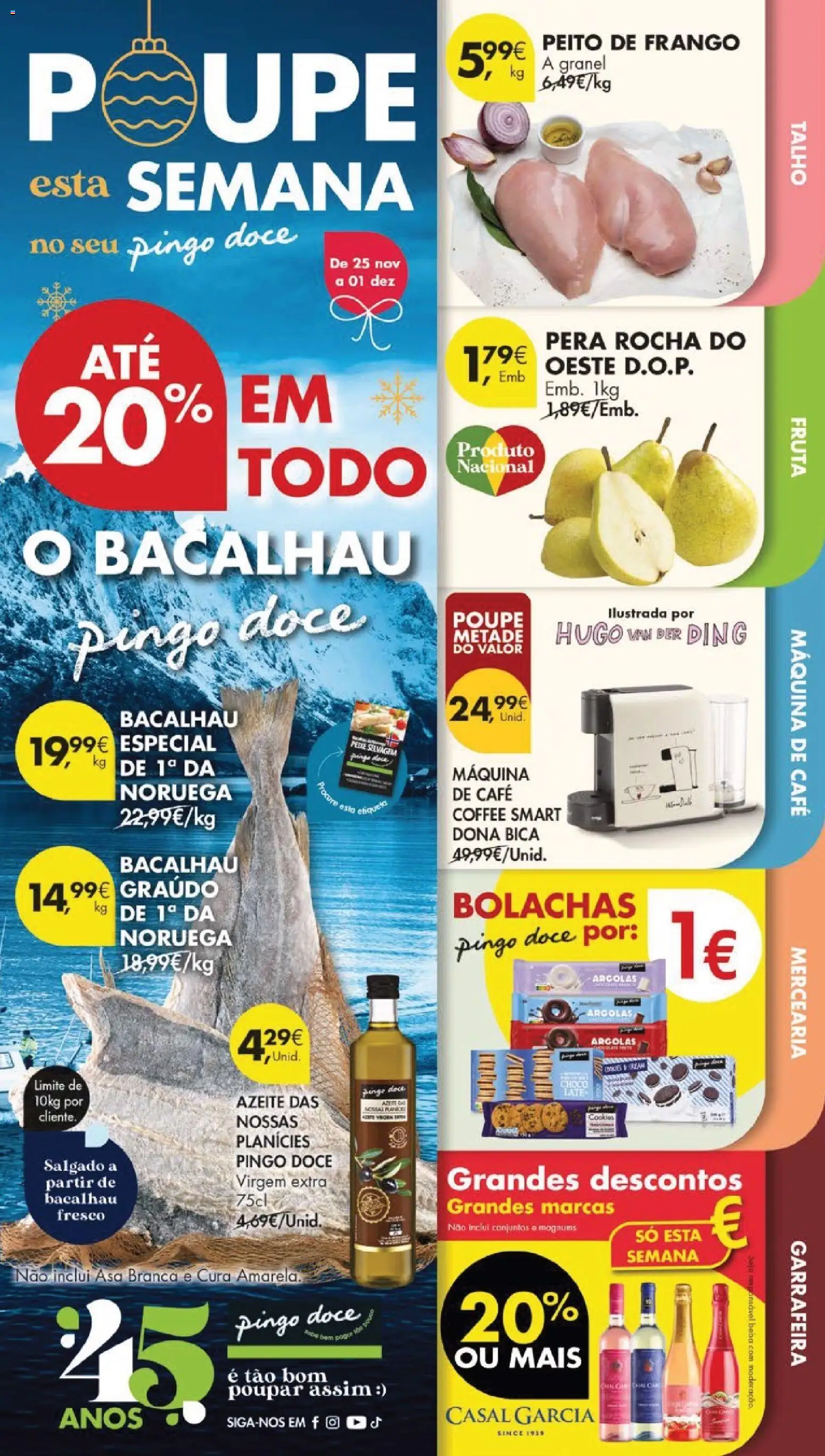 Pingo Doce Black Friday │ válido de 25.11.2025 | Página: 1 | Produtos: Bacalhau, Peito de frango, Máquina de café, Bolachas