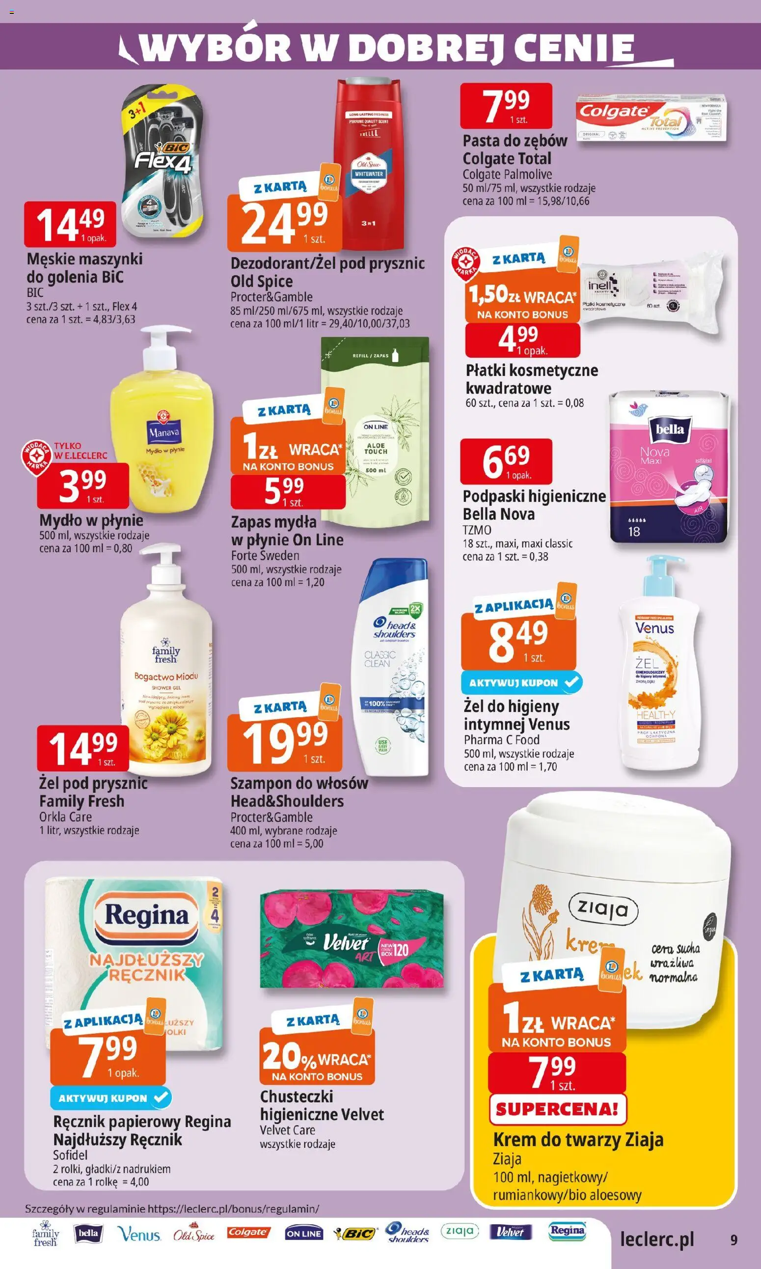 E.Leclerc Gazetka - Zamość od 27.01.2026 | Strona: 9 | Produkty: Mydło w płynie, Szampon, Płatki, Old spice