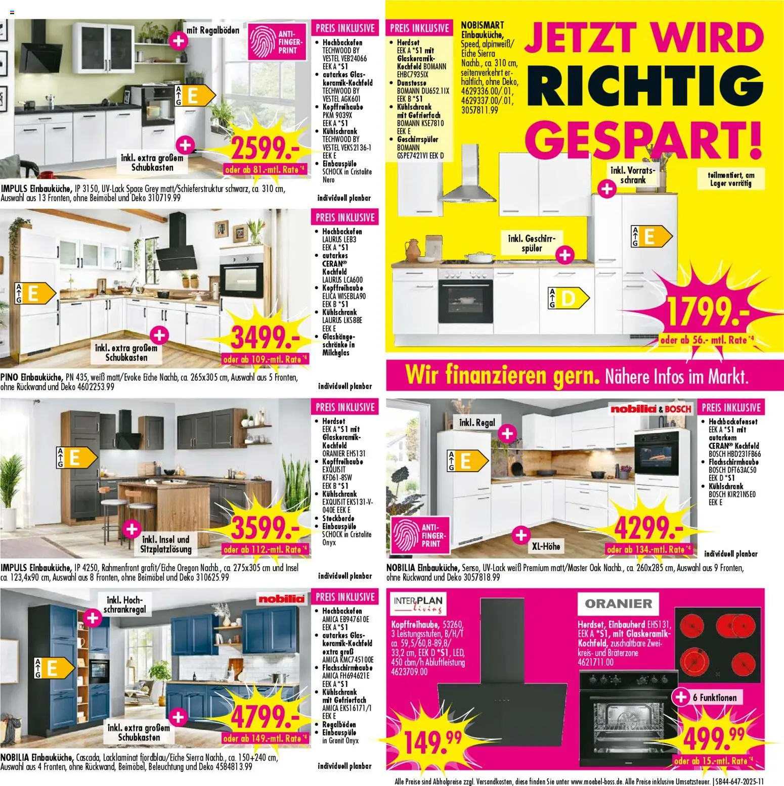 SB Möbel Boss Prospekt - Neubrandenburg	  – gültig ab 25.10.2025 | Seite: 11 | Produkte: Geschirrspüler, Schrank, Kühlschrank, Kochfeld