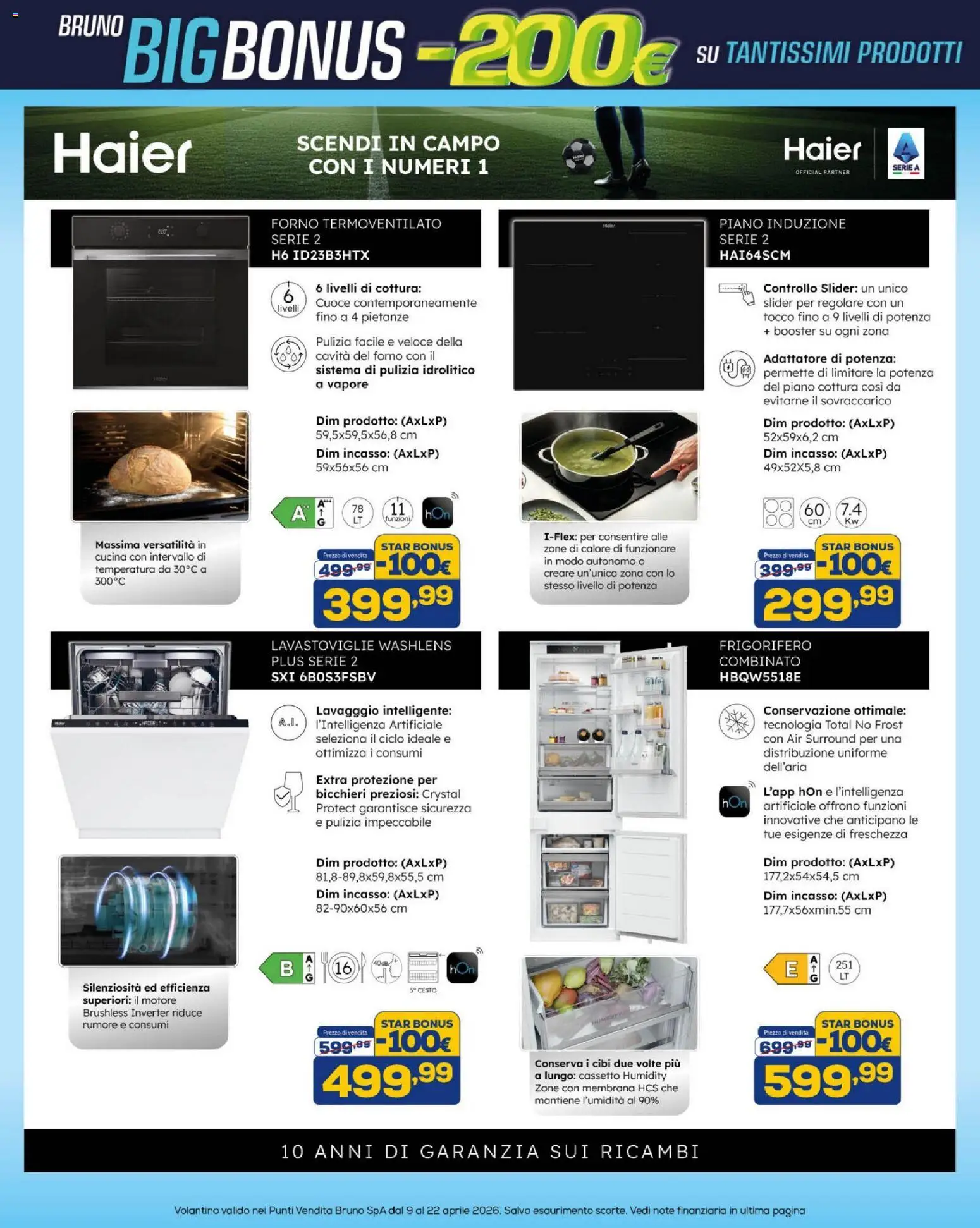 Volantino BRUNO del 09.04.2026 | Pagina: 31 | Prodotti: Piano cottura, Lavastoviglie, Frigorifero, Forno