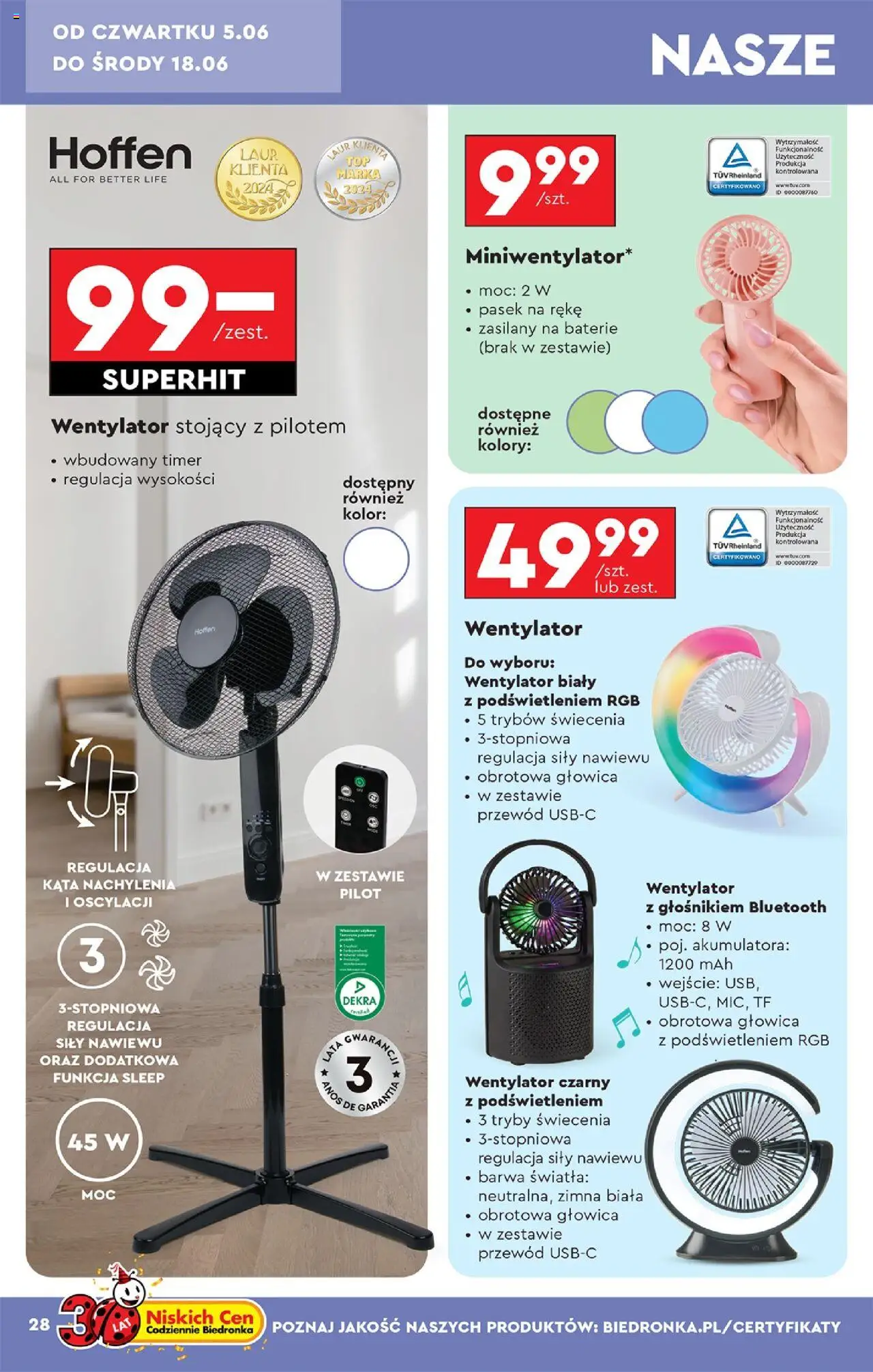 Biedronka gazetka - Okazje tygodnia od 31.05.2025 | Strona: 30 | Produkty: Pasek, Wentylator, Baterie