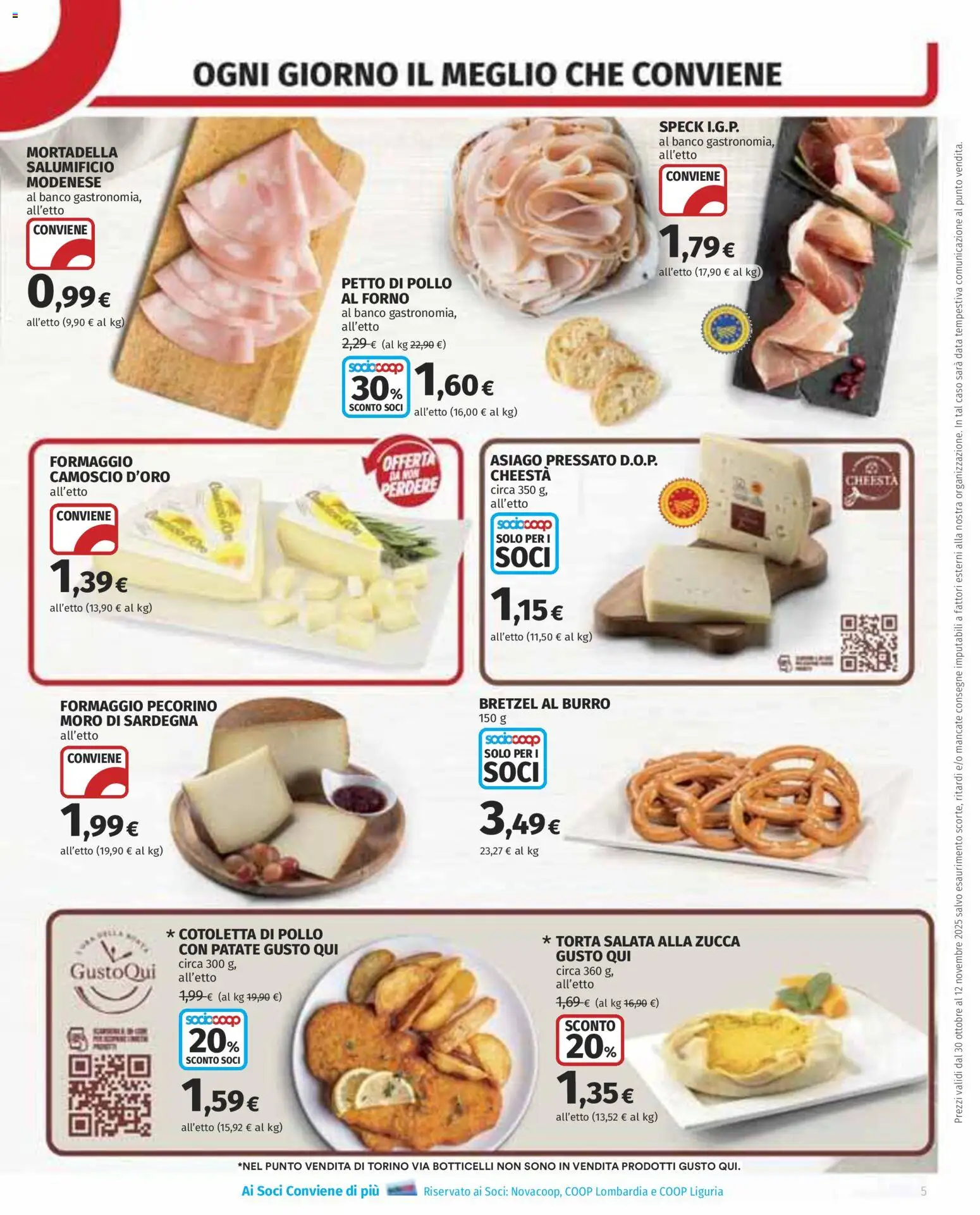 Volantino COOP del 30.10.2025 | Pagina: 5 | Prodotti: Bretzel, Formaggio, Burro, Mortadella