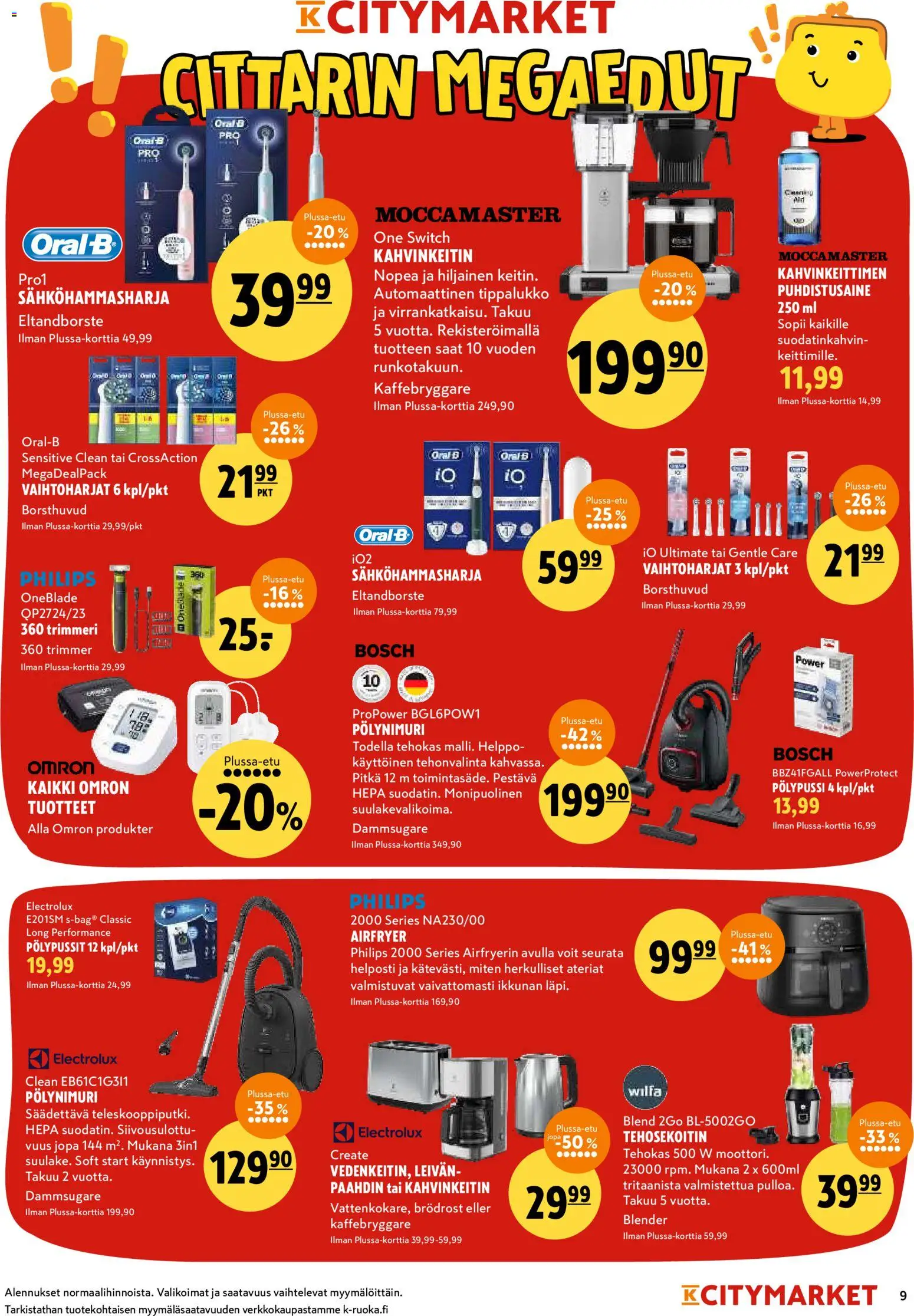 K-Citymarket tarjoukset – voimassa 15.01.2026 alkaen | Sivu: 9 | Tuotteet: Sähköhammasharja, Tehosekoitin, Trimmeri, Puhdistusaine