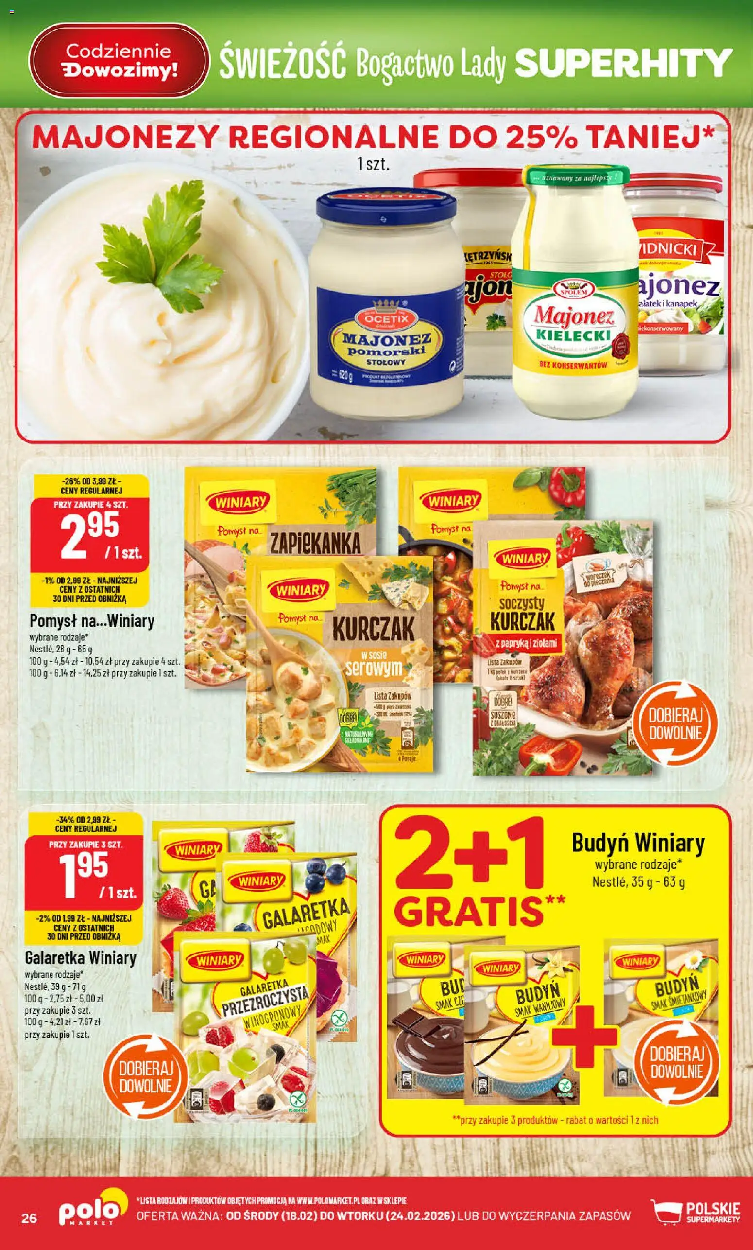 POLOmarket Gazetka od 18.02.2026 | Strona: 26 | Produkty: Kurczak, Galaretka, Papryka, Majonez