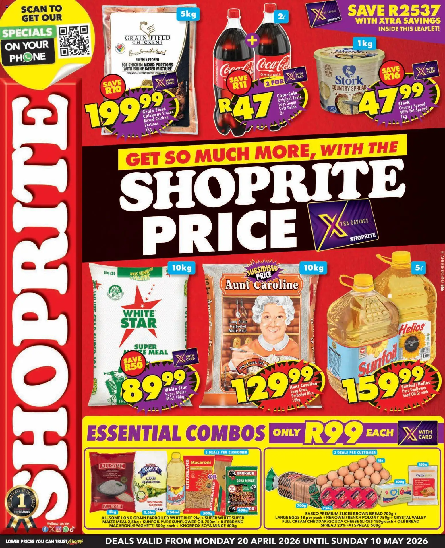 New Shoprite catalogue – valid from 20.04.2026 | Page: 1 | Products: Phone, Oil, Rice, Soya mince