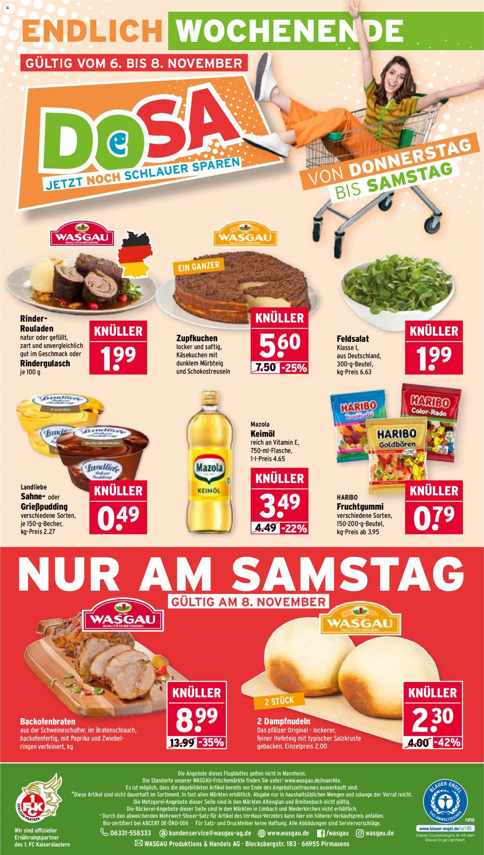 Wasgau Prospekt 	 – gültig ab 03.11.2025 | Seite: 28 | Produkte: Rindergulasch, Haribo, Paprika, Sahne
