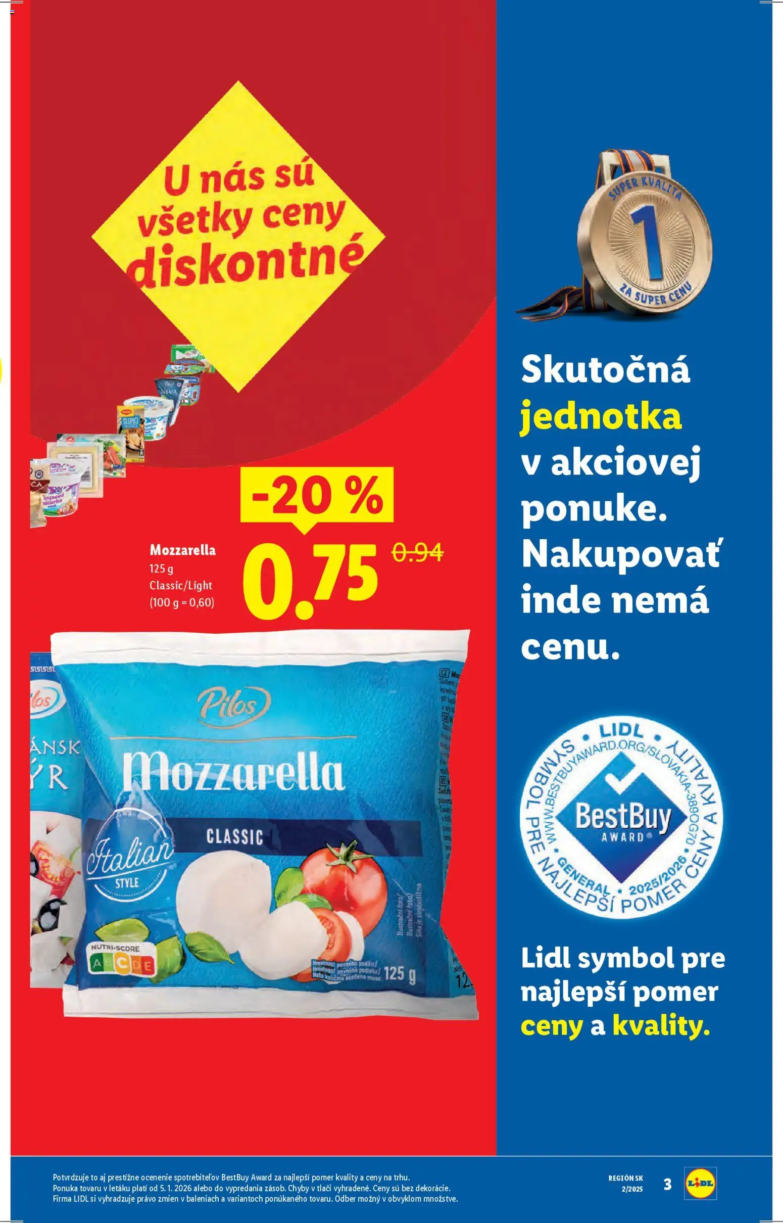 Nové Lidl akcie – leták je platný od 05.01.2026 | Strana: 3 | Produkty: Mozzarella