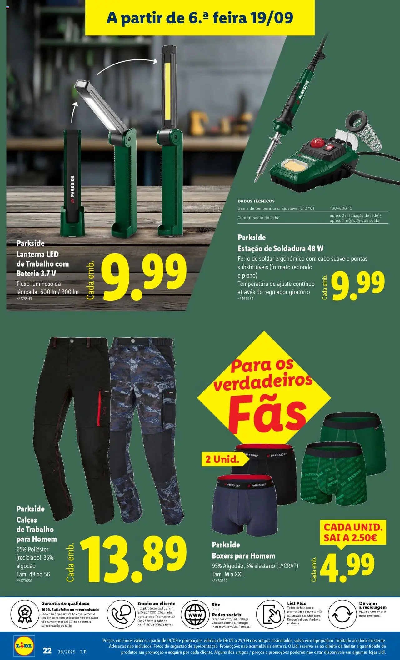Lidl Novidades │ válido de 15.09.2025 | Página: 22 | Produtos: Ferro, Calças, Lanterna, Bateria