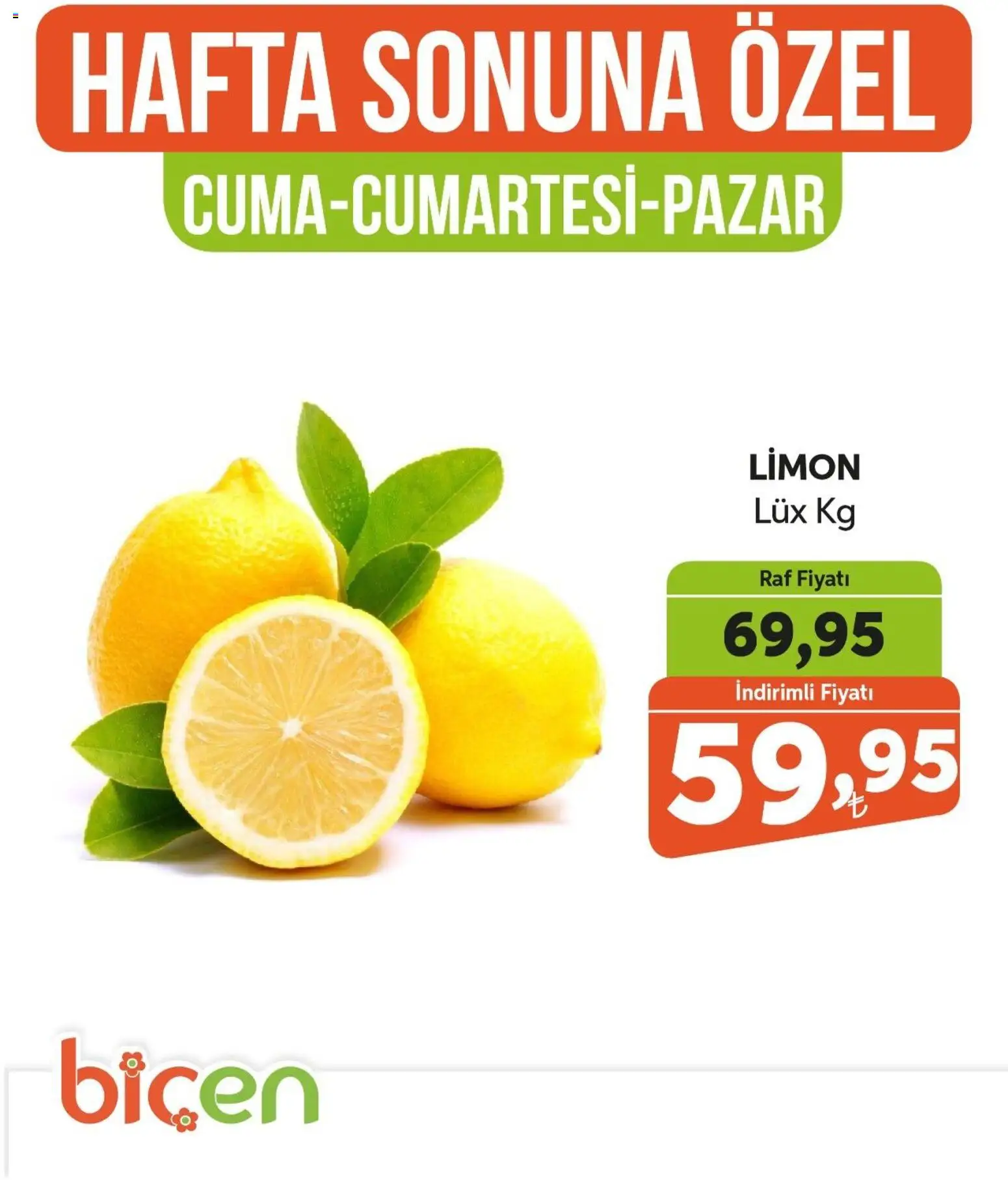 Biçen Market Hafta Sonuna Özel -Sebze İndirimi - 09.01.2026 tarihinden itibaren geçerlidir | Sayfa: 10 | Ürünler: Raf, Limon