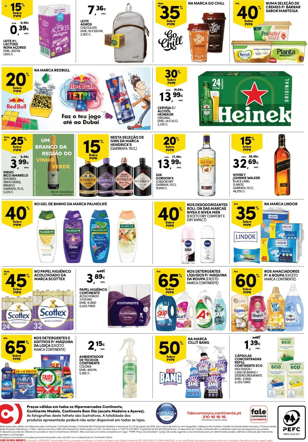 Continente Fim de Semana │ válido de 15.08.2025 | Página: 4 | Produtos: Casa de banho, Banho, Chocolate, Gin