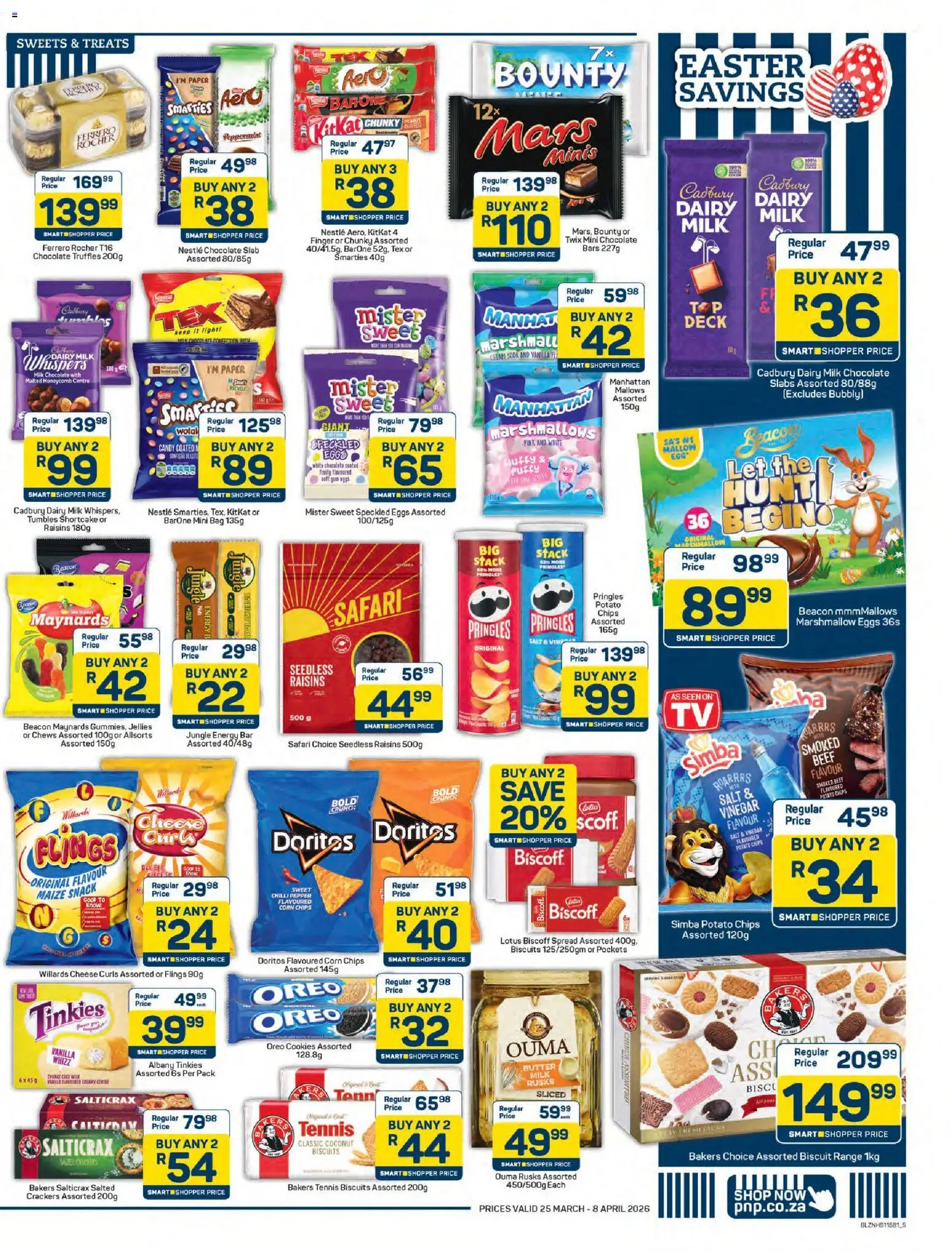 New Pick n Pay catalogue – valid from 25.03.2026 | Page: 5 | Products: Biscuits, Chips, Cookies, Chilli